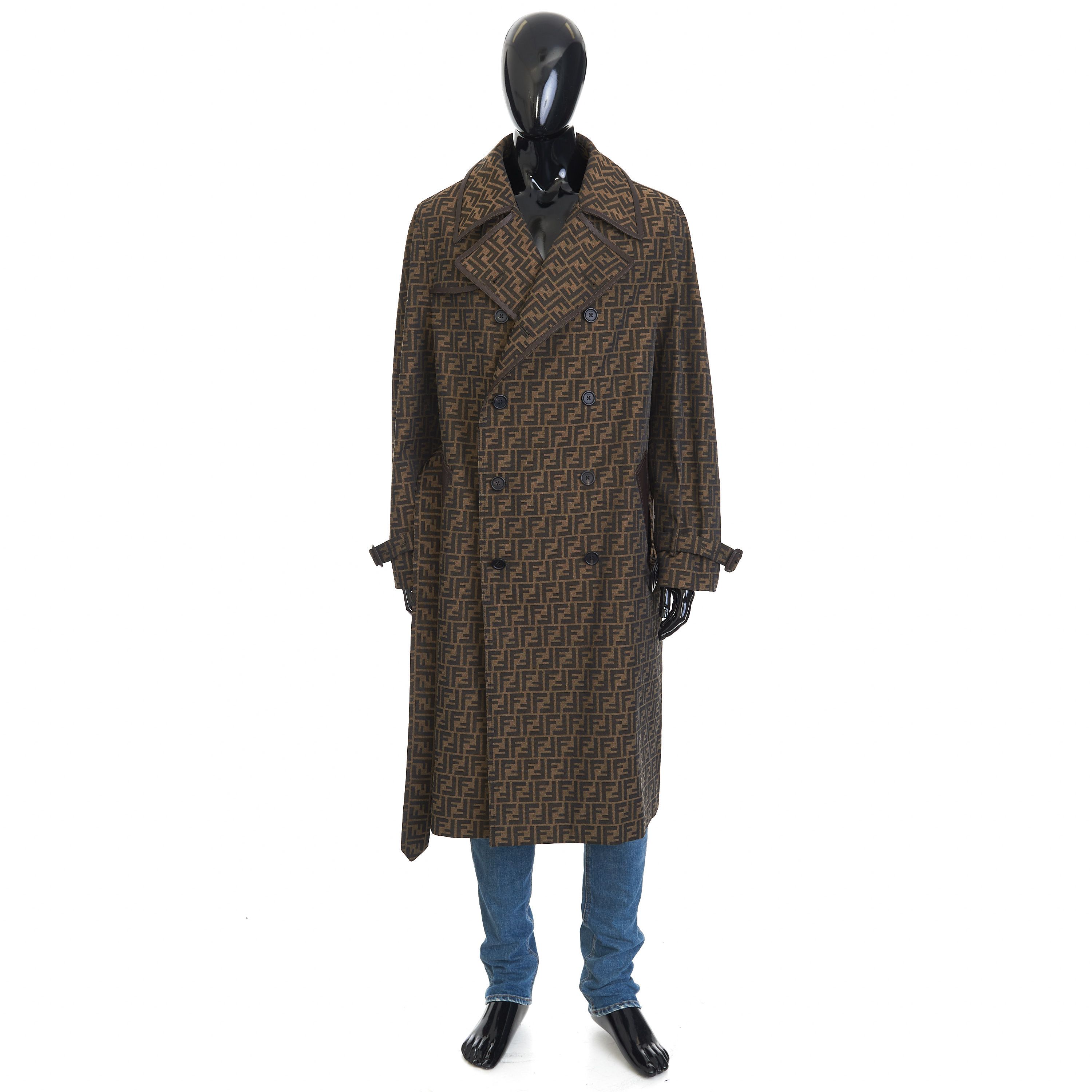Fendi Double Breasted Trench Coat In Brown FF Jacquard Fabric Size US M / EU 48-50 / 2 - 2 Thumbnail