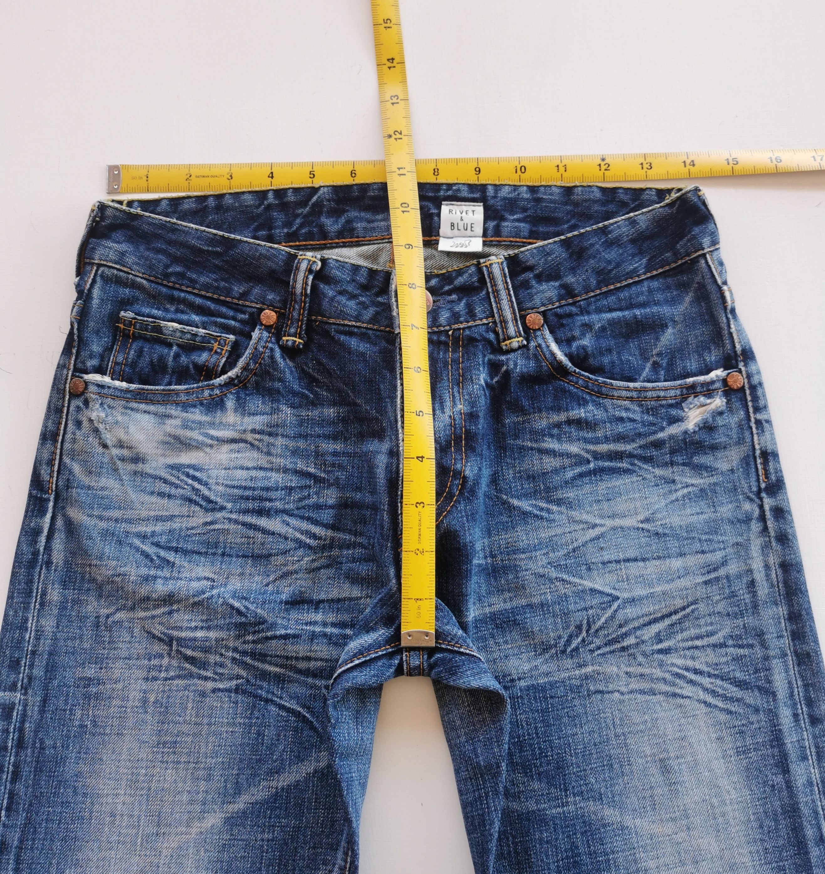 Japanese Brand Japanese Brand Rivet Blue Flare Whiskering Distressed Jeans Size US 28 / EU 44 - 3 Thumbnail