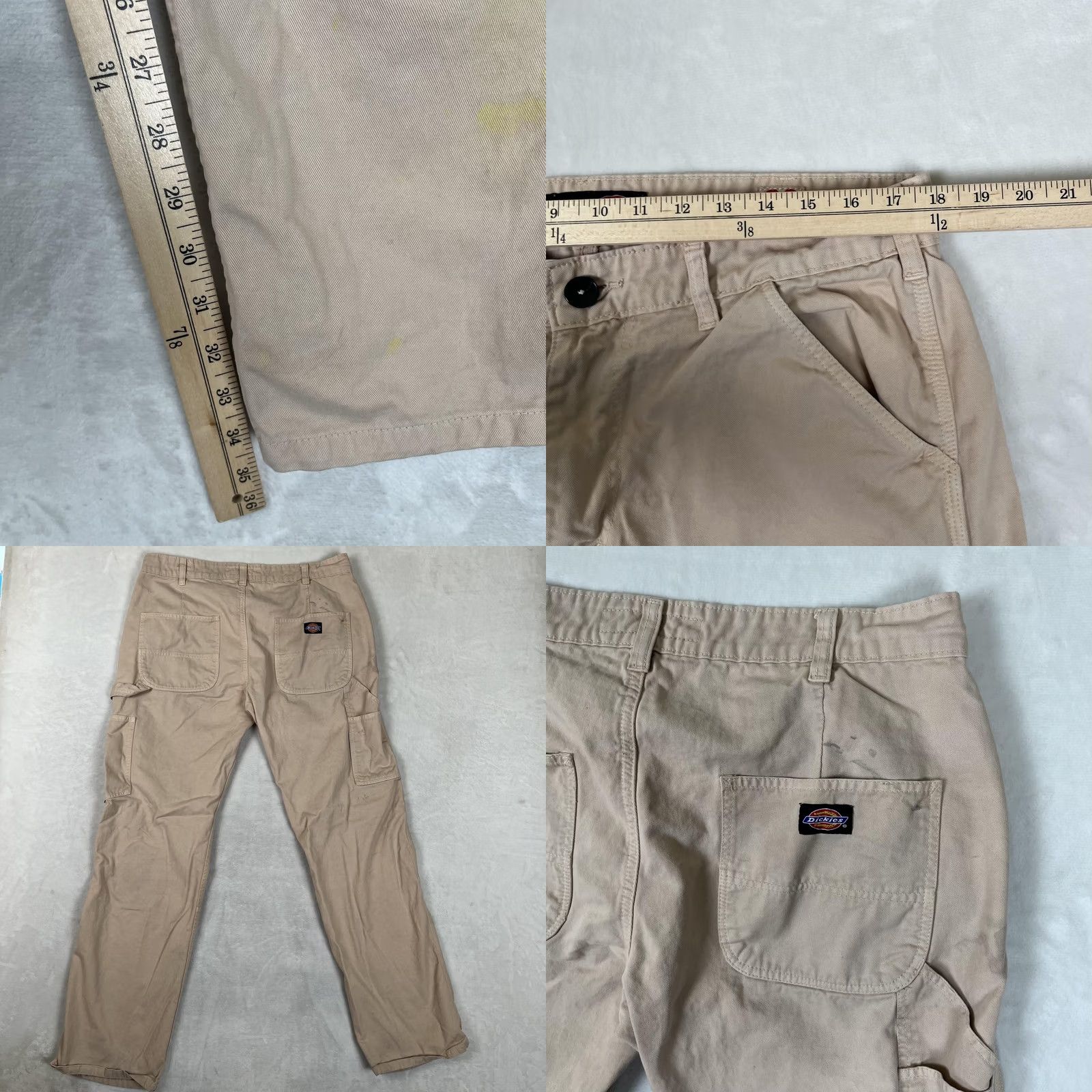 Dickies Dickies Carpenter Pants Mens 36x34 Beige Relaxed Fit Workwear Pockets Canvas Front Flat Front Zip Button Casual Workwear Mens Size US 36 / EU 52 - 8 Thumbnail