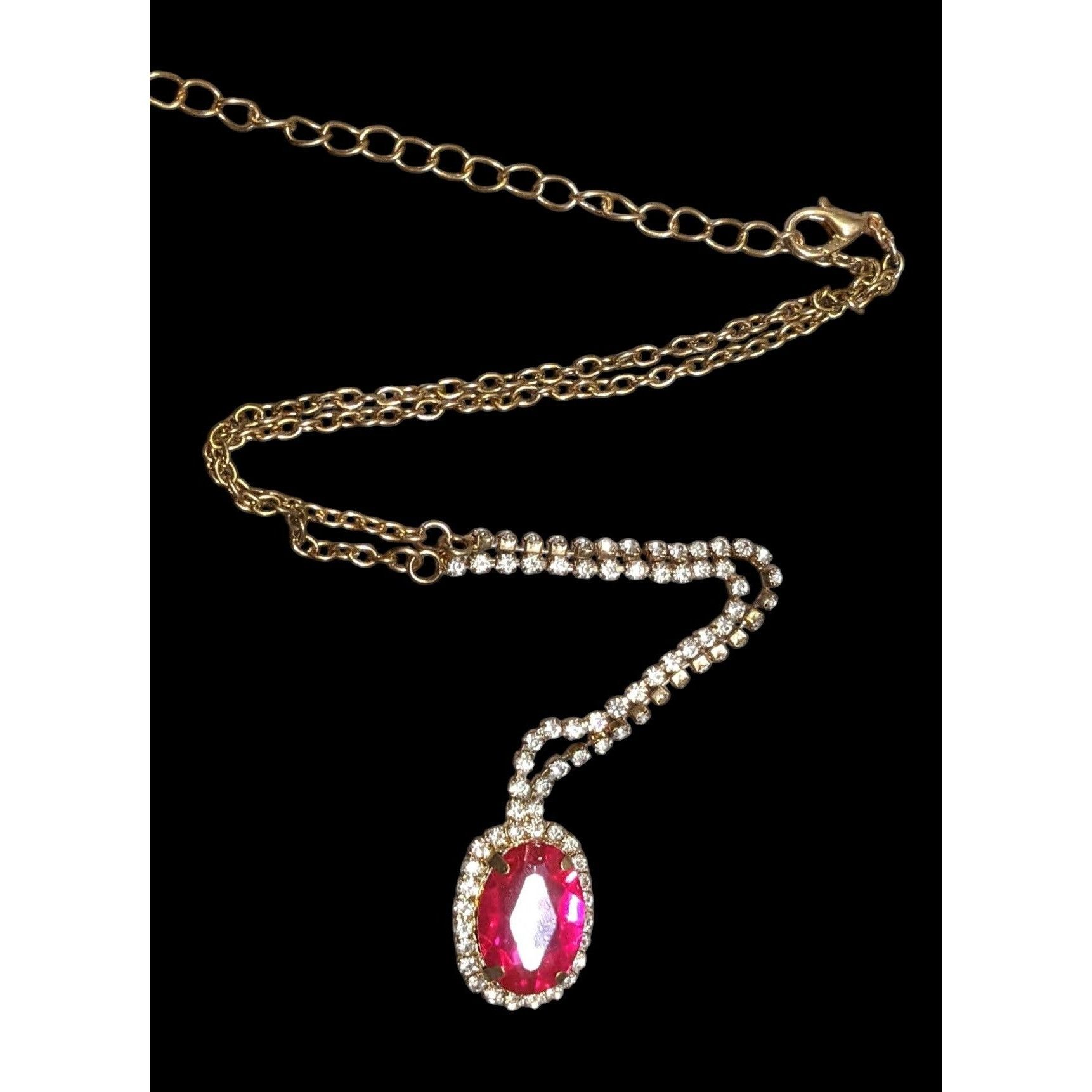 Other Fantasy Glam Pink Gemmed Pendant Necklace With Rhinestone Ac Size ONE SIZE - 1 Thumbnail
