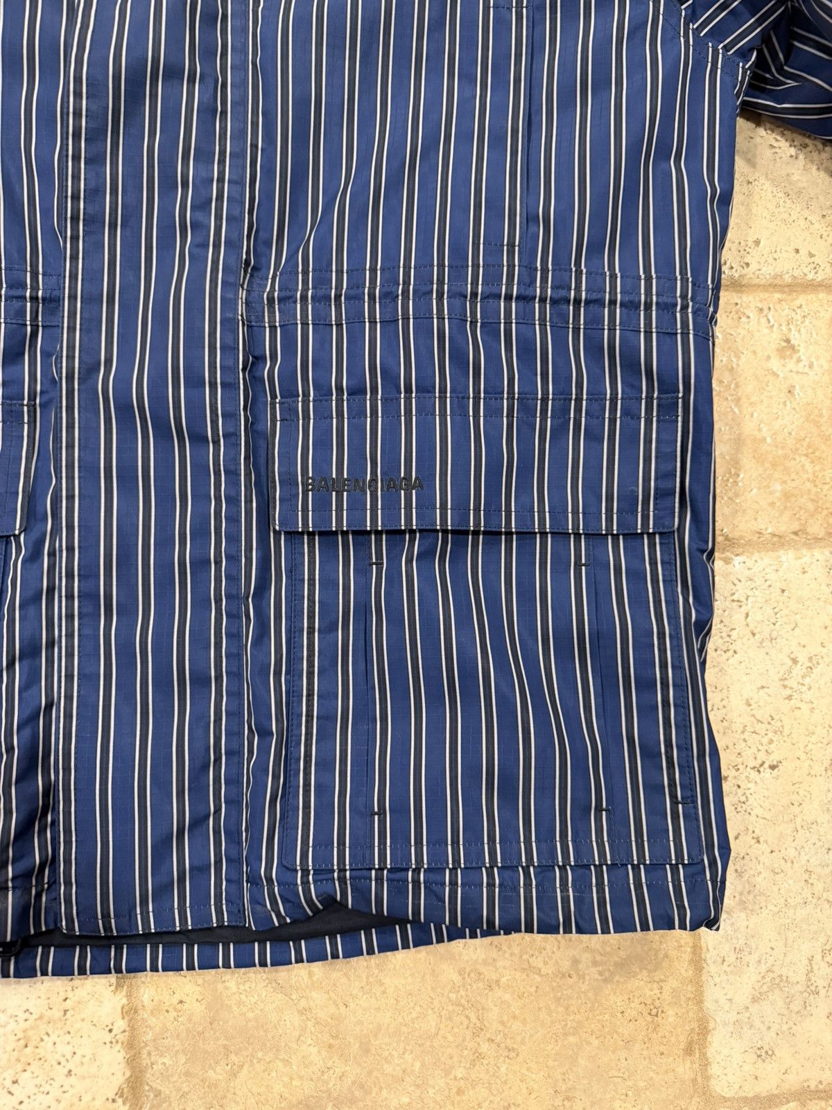 Balenciaga Balenciaga Ripstop Oversized Blue Striped 2020 Parka Jacket Size US S / EU 44-46 / 1 - 5 Thumbnail