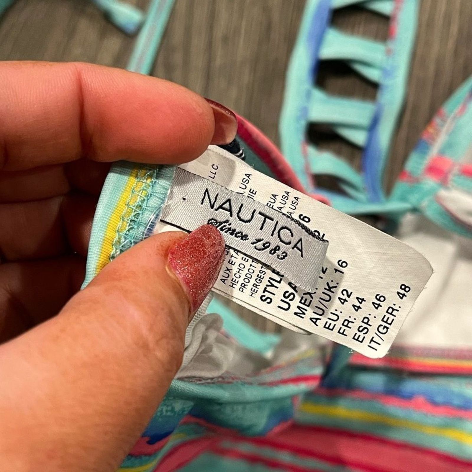 Nautica Nautica 2 Piece Swim Bikini Set Blue Red Striped Size 10 Size ONE SIZE - 6 Thumbnail
