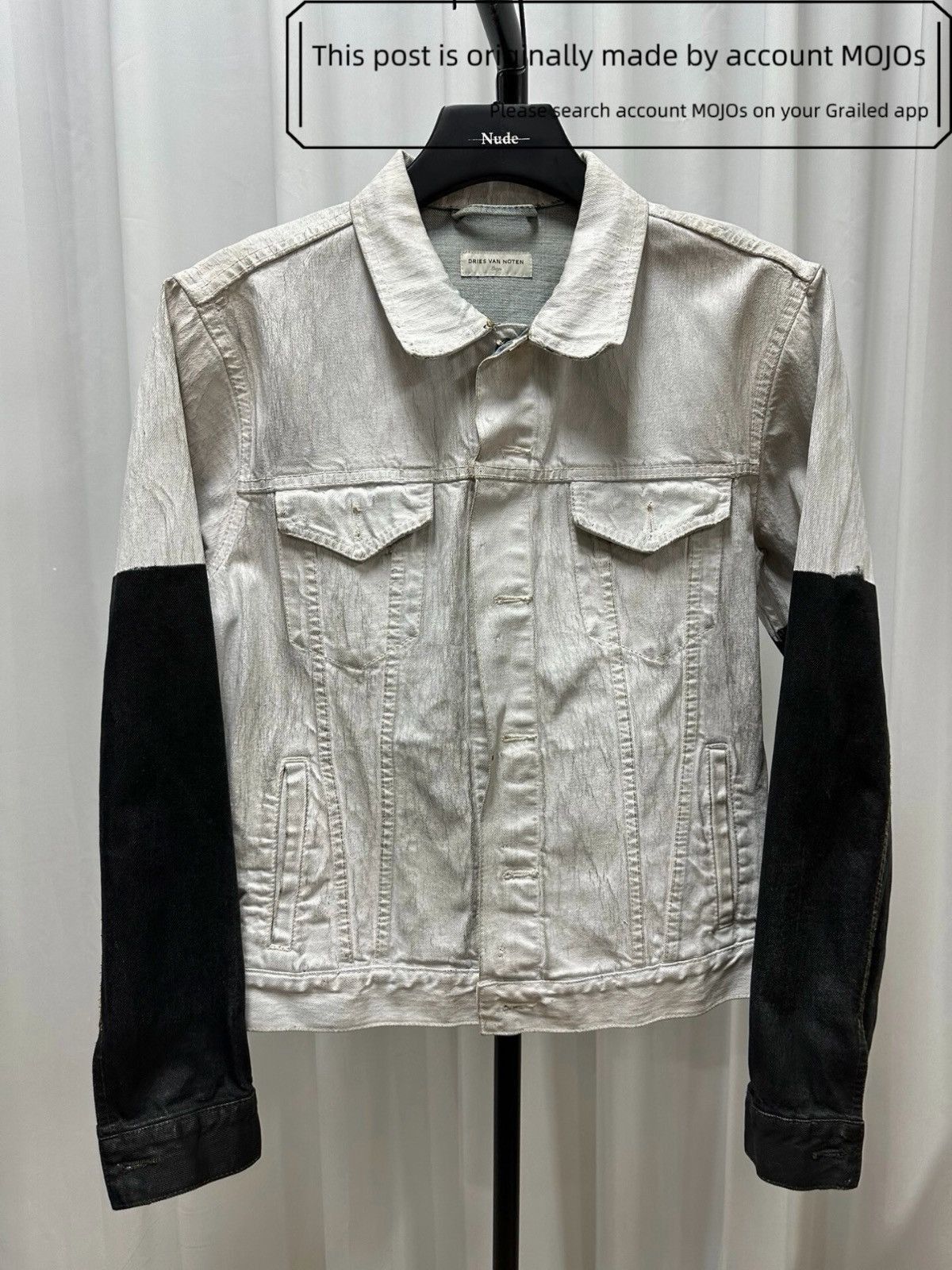 Dries Van Noten Sz L Dries Van Noten White Paint Denim Jacket mojos9 Size US L / EU 52-54 / 3 - 1 Thumbnail
