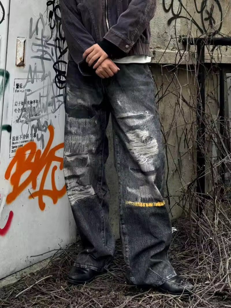 Vintage Streetwear Loose Printing Washed High Street Jeans Size US 28 / EU 44 - 4 Thumbnail