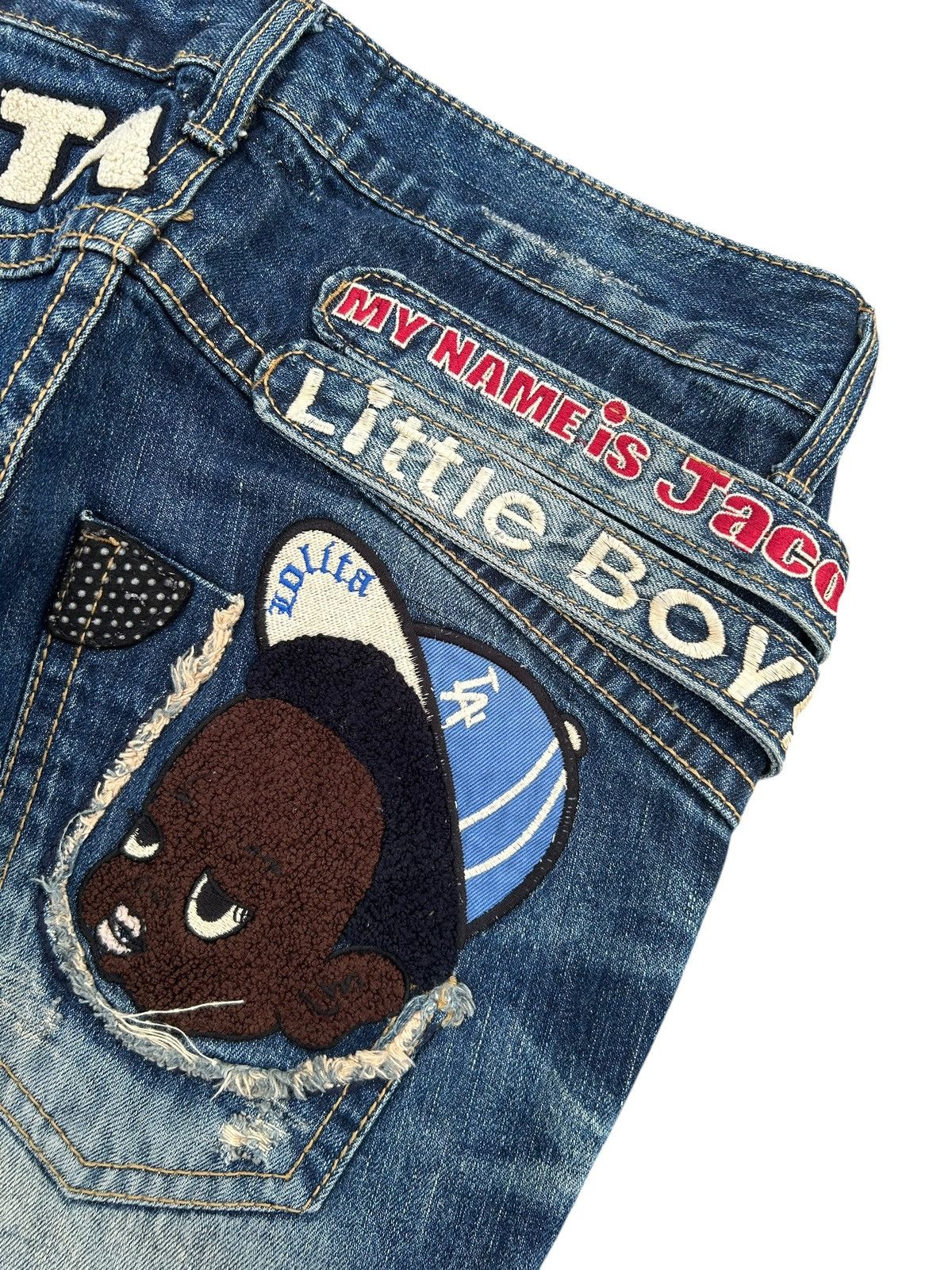 Kapital YOSHITOMO NARA LOLITA Exotic Vintage Distressed Denim Jeans Size US 33 - 4 Thumbnail