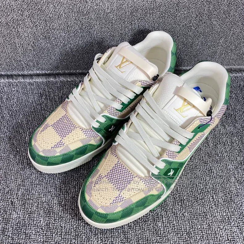Louis Vuitton Louis Vuitton White-green checkerboard trainer shoes Size US 8.5 / EU 41-42 - 1 Thumbnail