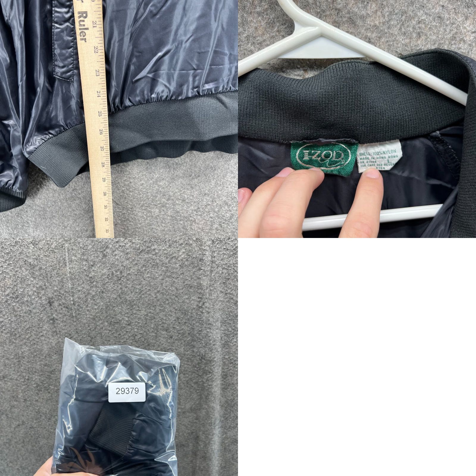 Izod VINTAGE IZOD Jacket Mens Large Black Quarter Zip Nylon Windbreaker Bomber Rain Coat Jacket Mens Black Windbreaker IZOD -(Item) Size US L / EU 52-54 / 3 - 8 Thumbnail