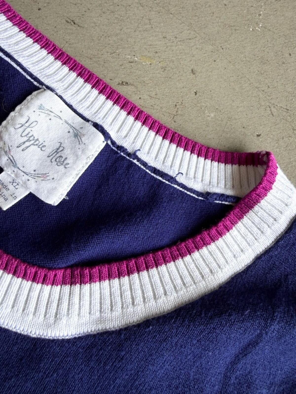 Other Hippie Rose / Side Stripe Knit Sweater / Navy Size XL / US 12-14 / IT 48-50 - 4 Thumbnail