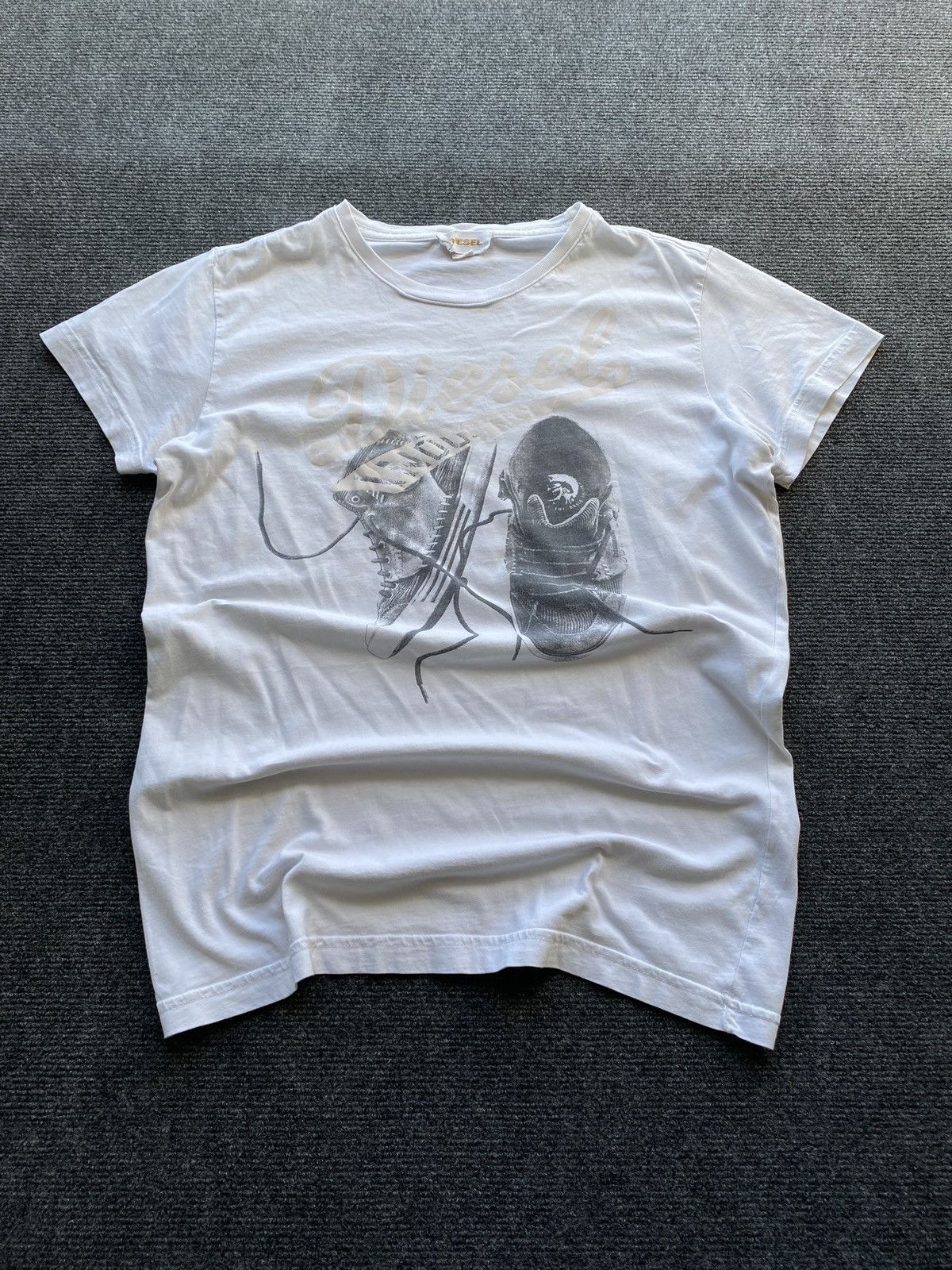 Diesel 🔥Opium Punk Diesel Goth Emo White tee “sneakers logo” Size US S / EU 44-46 / 1 - 1 Thumbnail