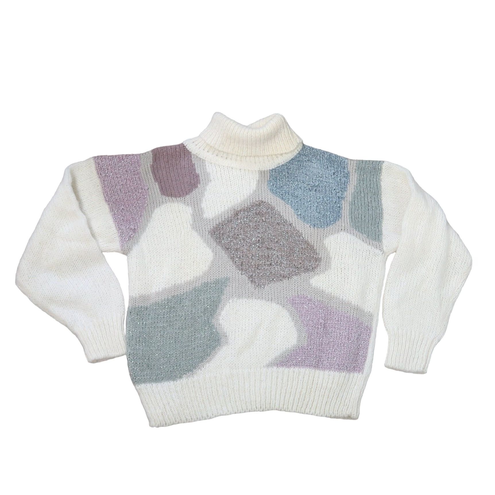 Vintage VINTAGE Mister Leonard Cream Glitter Knit Turtleneck Sweater M Mens 90s Casual Acrylic Blend Knitwear Size M / US 6-8 / IT 42-44 - 2 Thumbnail