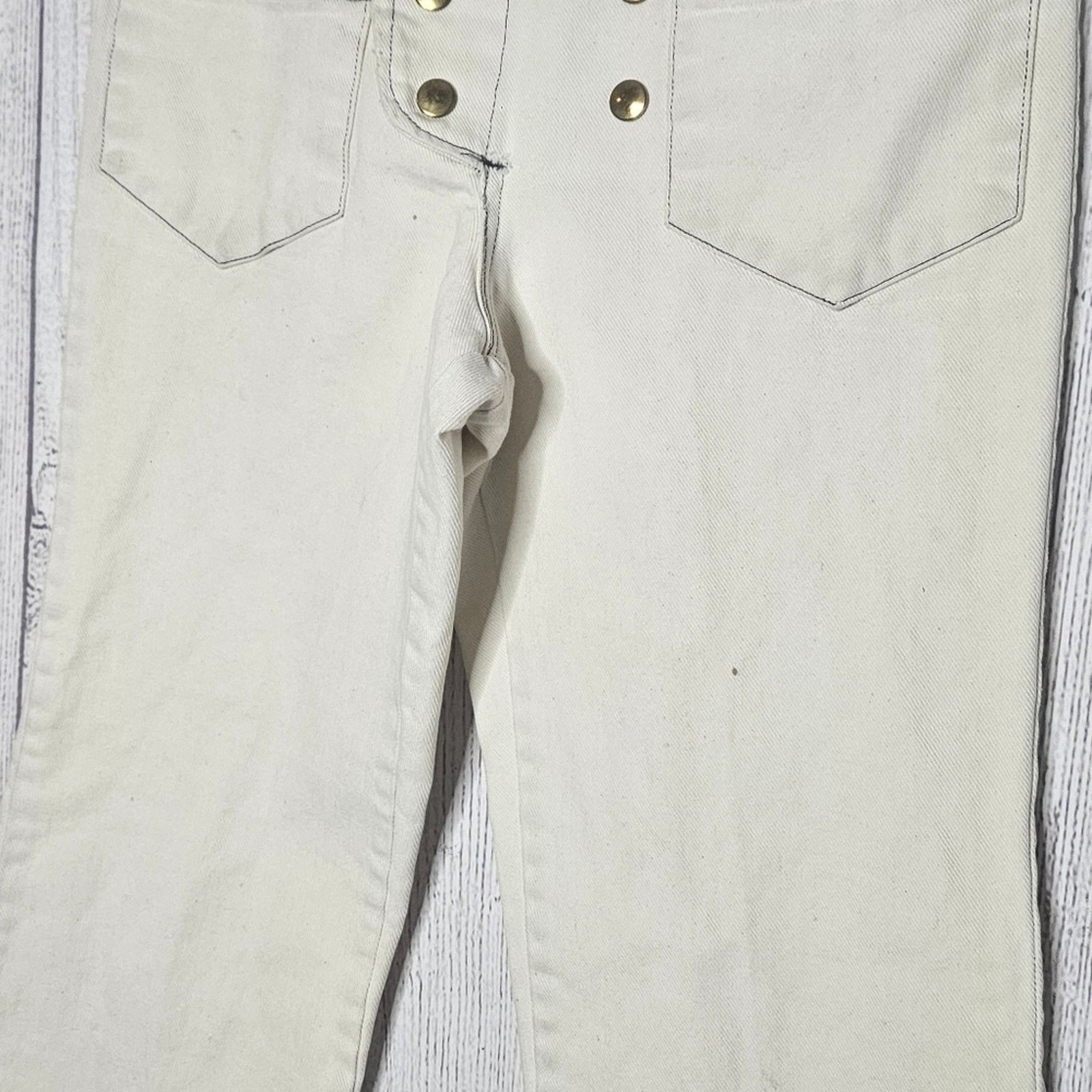 Vintage VTG 60s 70s Unbranded Snap Front White Flared Sailor Pants Size 28" / US 6 / IT 42 - 4 Thumbnail