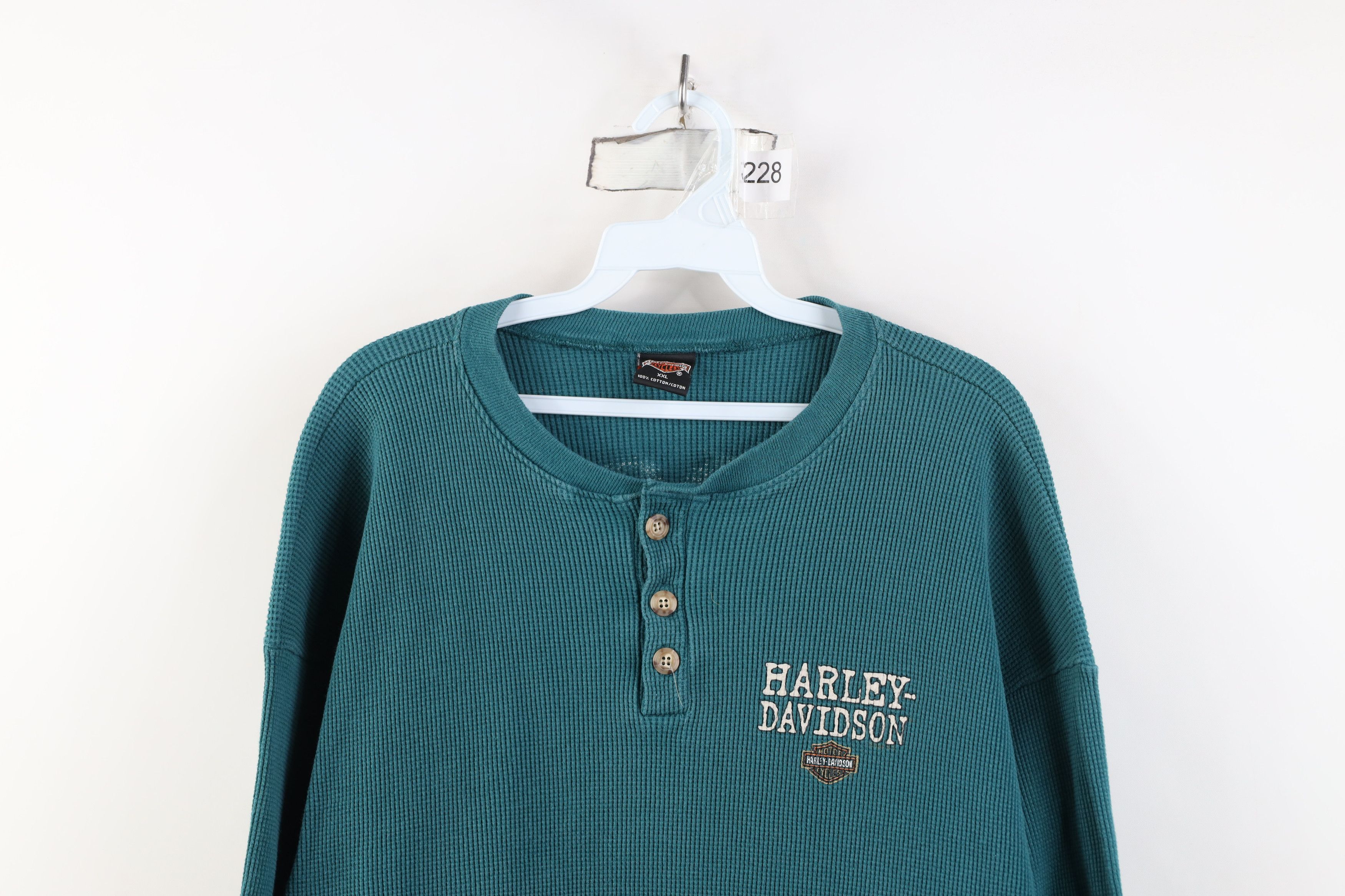 Harley Davidson Vintage 90s Harley Davidson Waffle Knit Henley T-Shirt USA Size US XXL / EU 58 / 5 - 2 Thumbnail