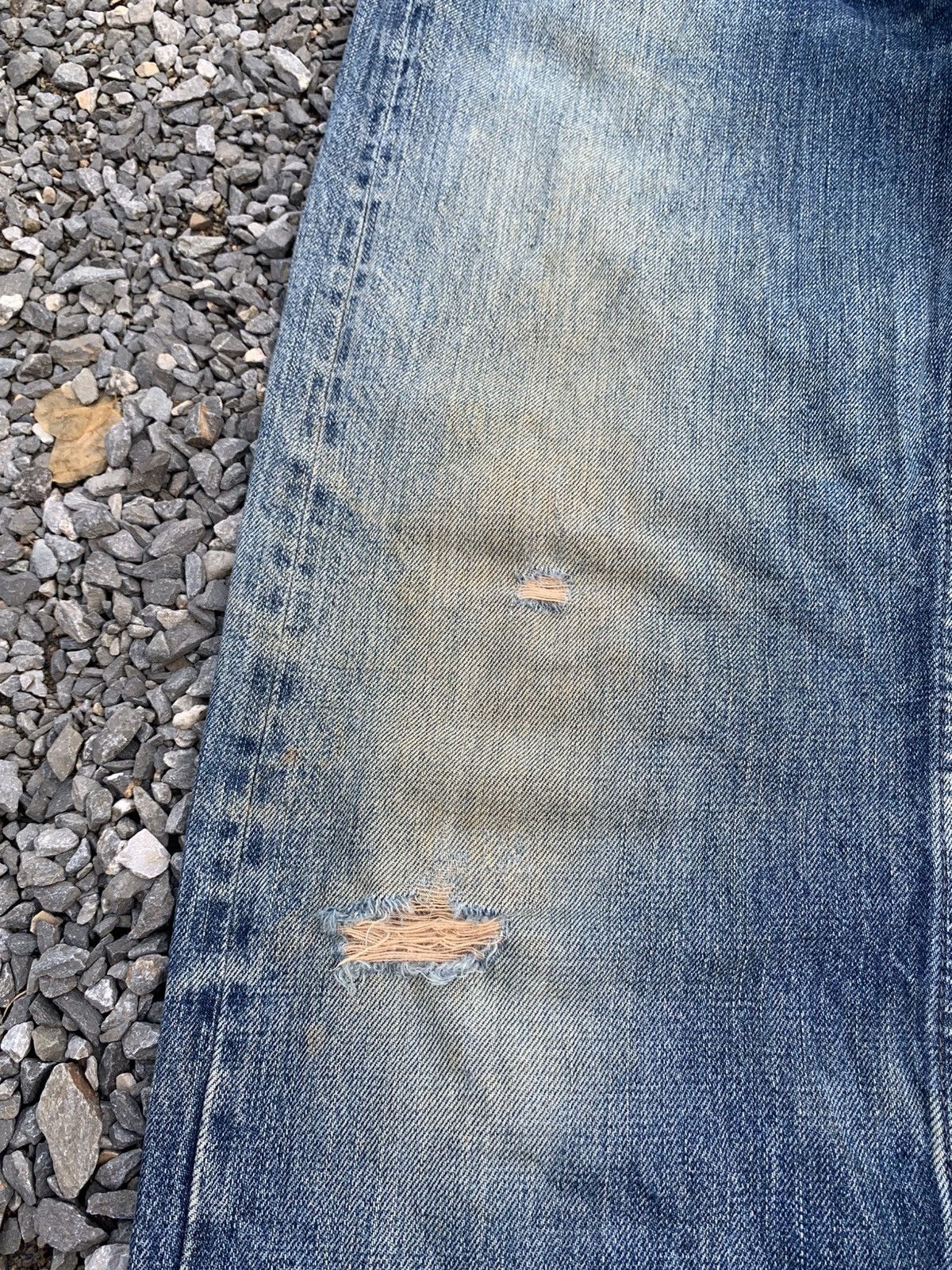 OMNIGOD OMNIGOD 50023 SELVEDGE BUTTON FLY JAPANESE DISTRESSED DENIM Size US 31 - 14 Thumbnail