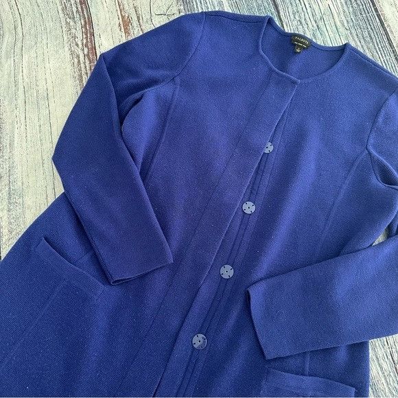 Talbots Talbots 100% Merino Wool Deep Blue Women's Cardigan Sweater Size L / US 10 / IT 46 - 3 Thumbnail