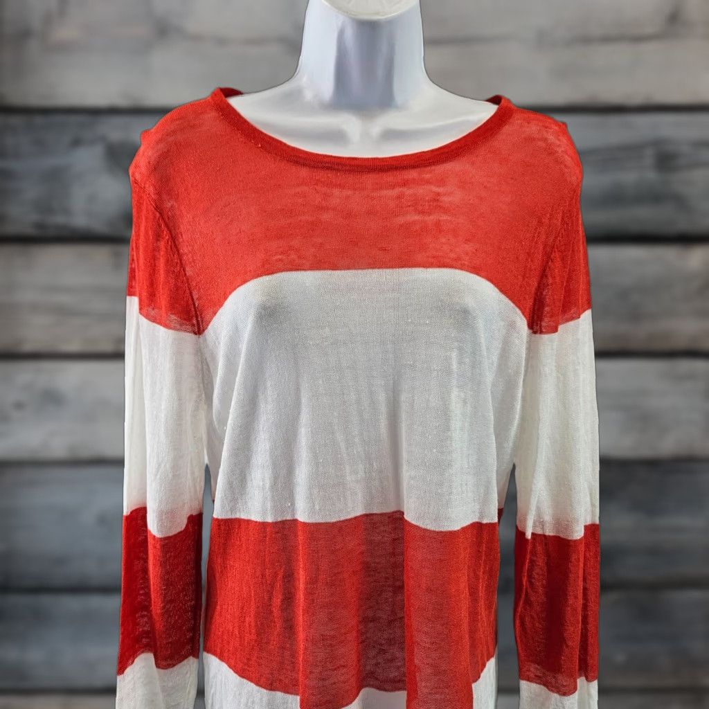 Vintage Tyler Boe Womens Blouse XL Red White Stripe Linen Blend Long Sleeve Shirt Women XL Red White Stripe Linen Blend Size XL / US 12-14 / IT 48-50 - 1 Thumbnail