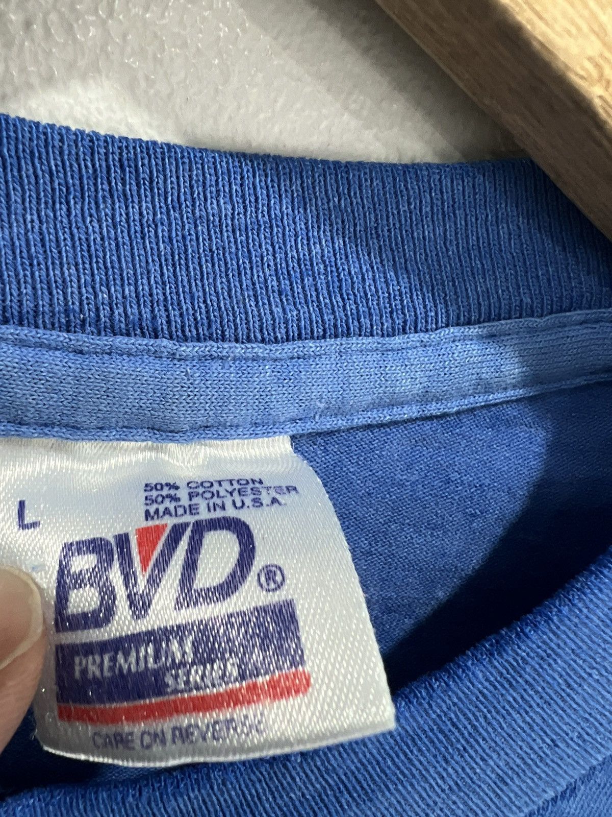 Japanese Brand Vintage 90s Blank Tee Shirt single stitch ghost pocket faded Size US L / EU 52-54 / 3 - 5 Thumbnail