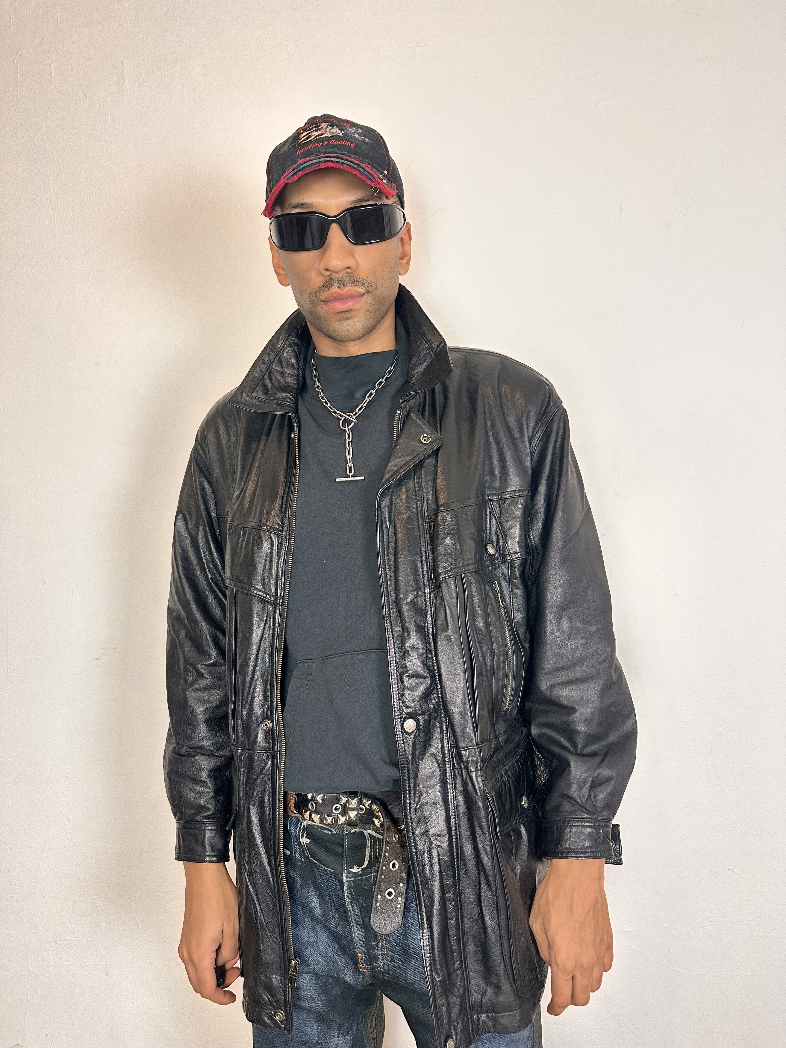 Other Vintage Global Identity Black Leather Jacket - Medium Size US M / EU 48-50 / 2 - 7 Thumbnail