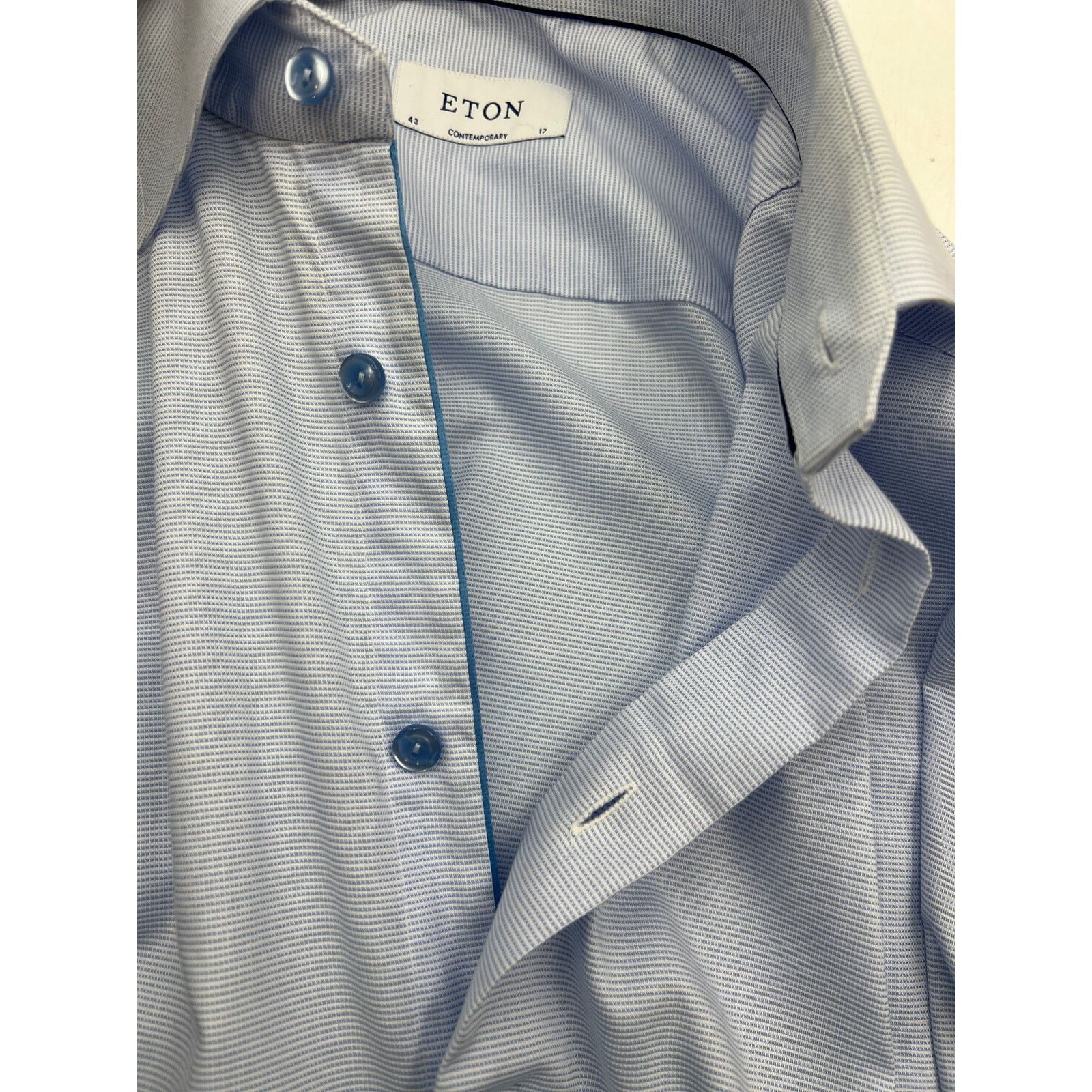 Eton Eton Twill Cotton Blue Shirt Long Sleeves Button Down Size US XL / EU 56 / 4 - 6 Thumbnail