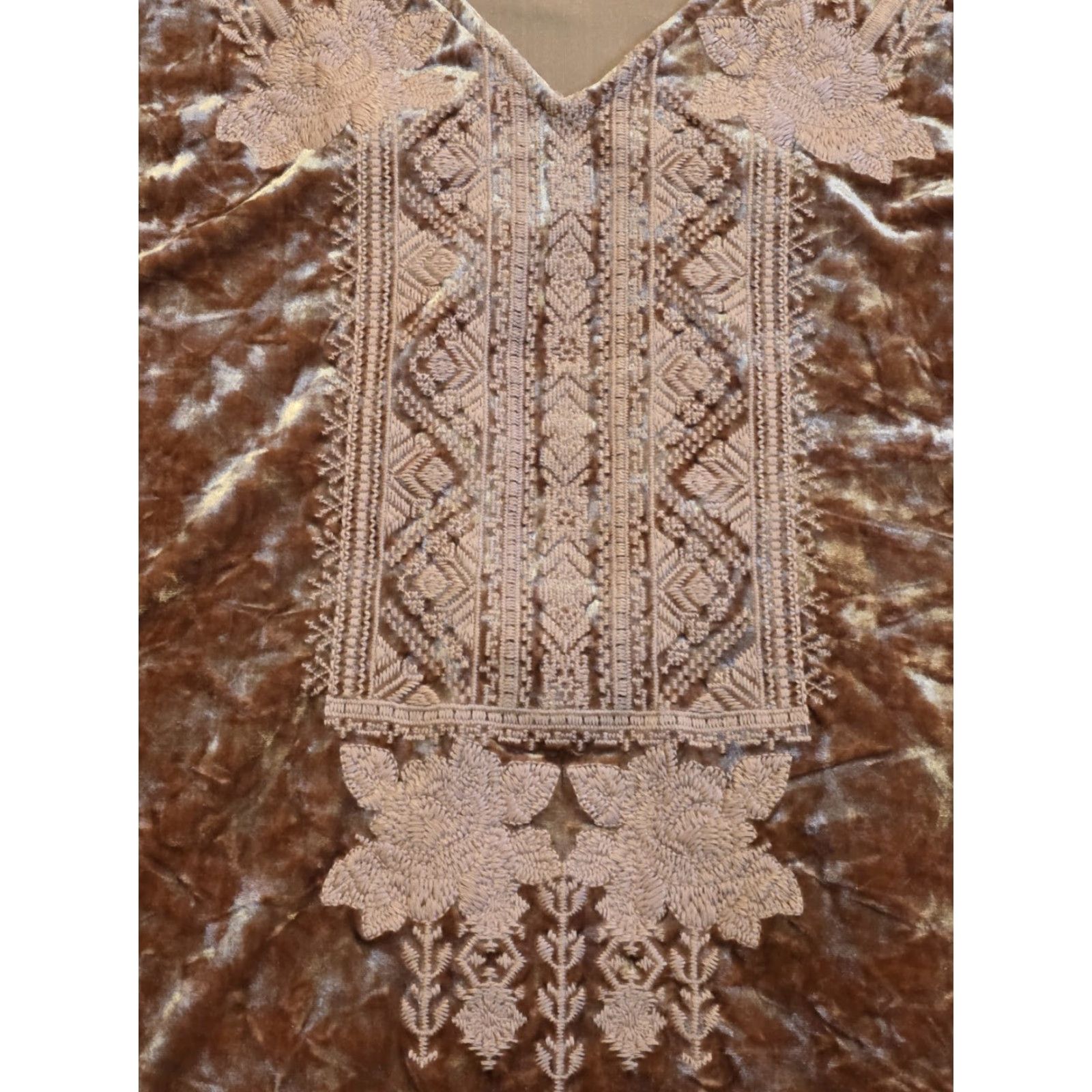 Vintage Andree By Unit Embroidered Crushed Velvet Tunic Blouse Womens 1X Rose Pink Blouse Size XL / US 12-14 / IT 48-50 - 4 Thumbnail