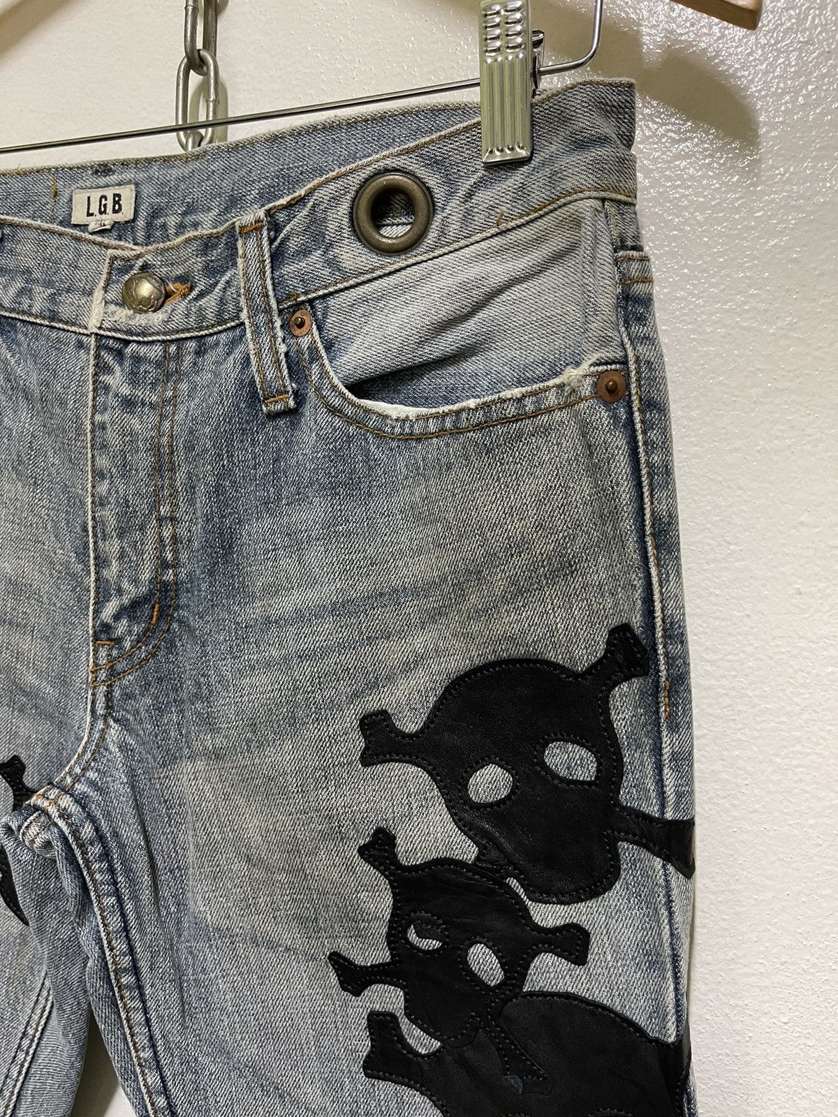 Le Grande Bleu (L.G.B.) Le Grand Bleu Skull Patchwork Crazy Wolf Cut Flares Denim Size US 28 / EU 44 - 5 Thumbnail