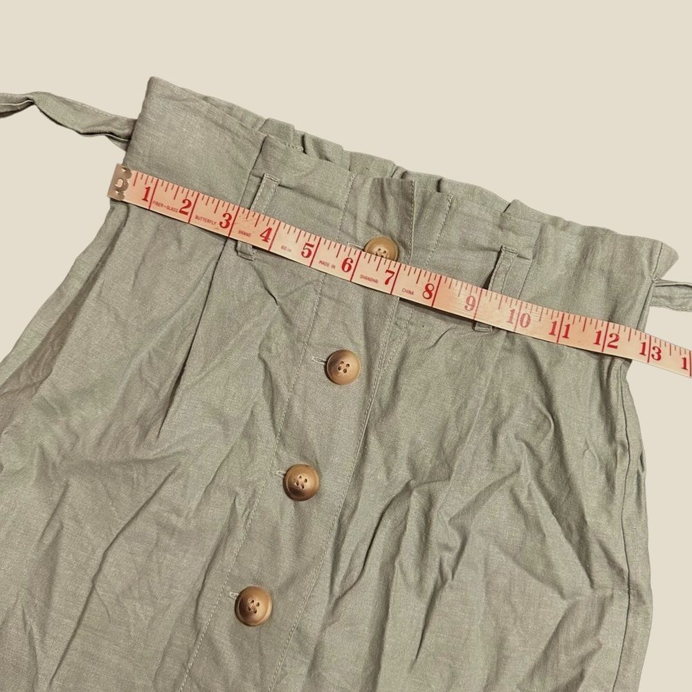 Topshop Topshop Pale Mint Green Linen Paper Bag Button up Mini Skirt Size 26" / US 2 / IT 38 - 6 Thumbnail
