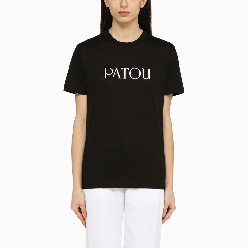 Image of Patou Black Cotton T-Shirt With Logo, Women's (Size XS)