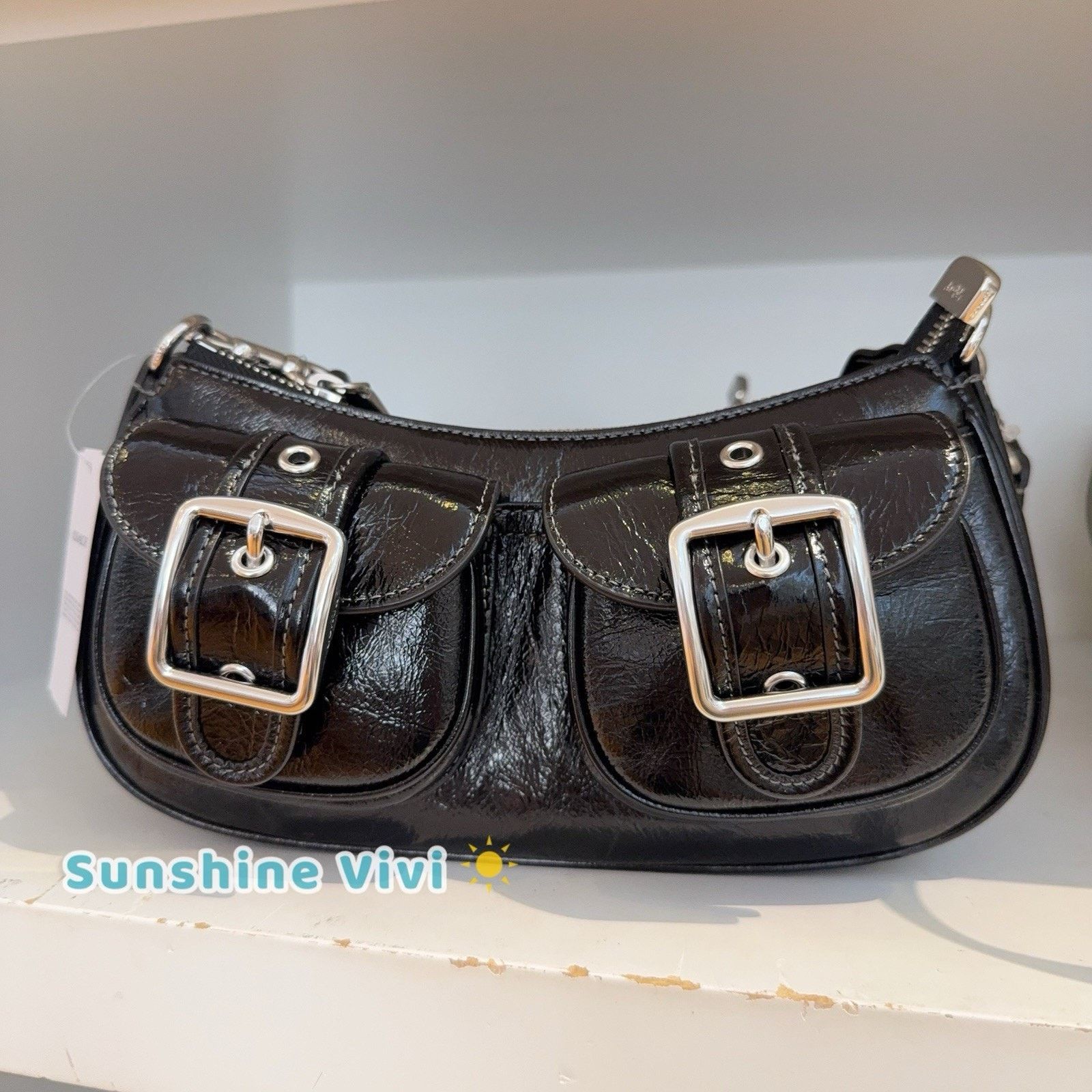 Coach NWT Coach CBJ01 Glazed Leather Ashton Shoulder Bag Black Size ONE SIZE - 1 Thumbnail