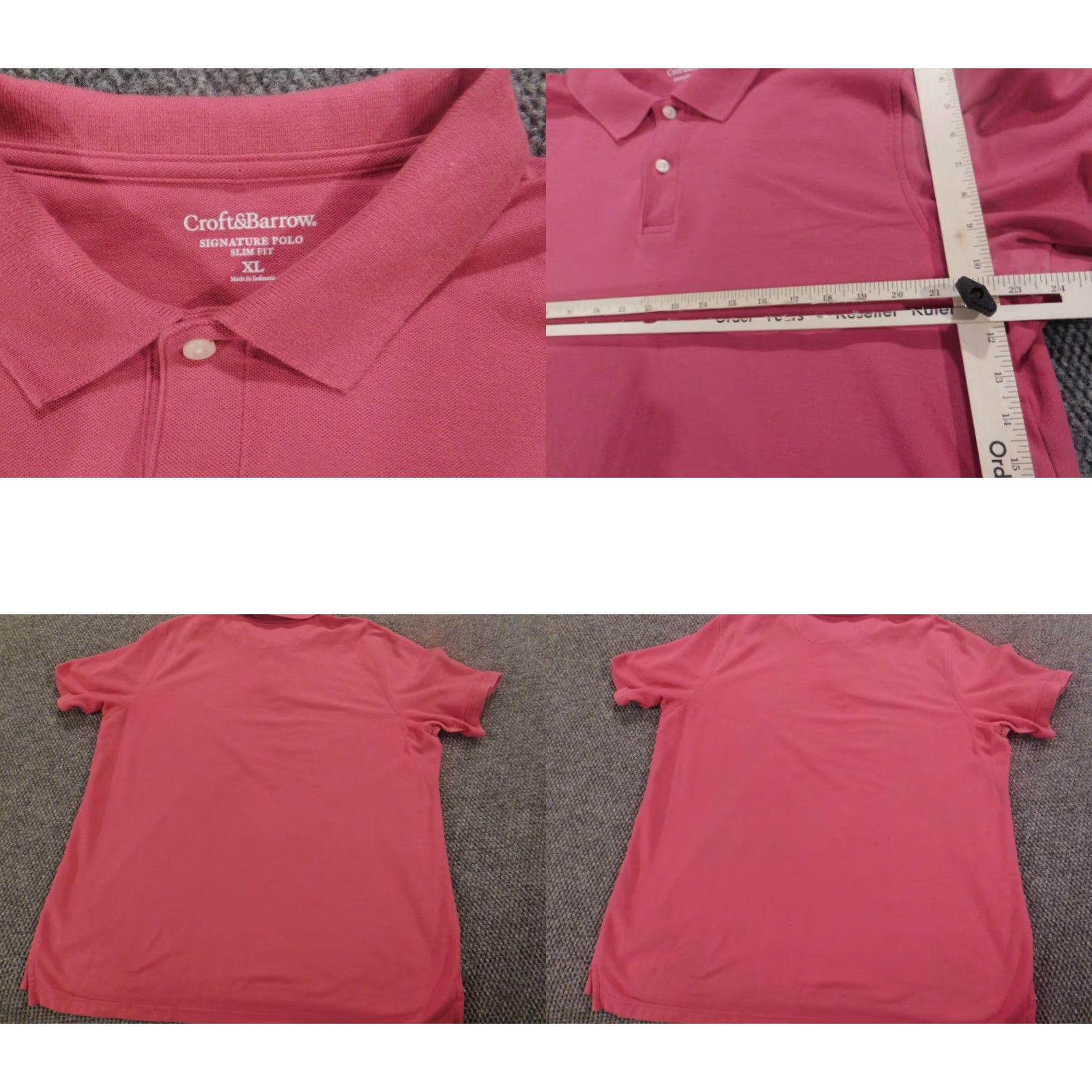 Croft & Barrow Croft & Barrow Polo Shirt XL Pink Slim Fit Button Short Sleeve Knit Cotton Men Regular Golf Logo Size US XL / EU 56 / 4 - 8 Thumbnail