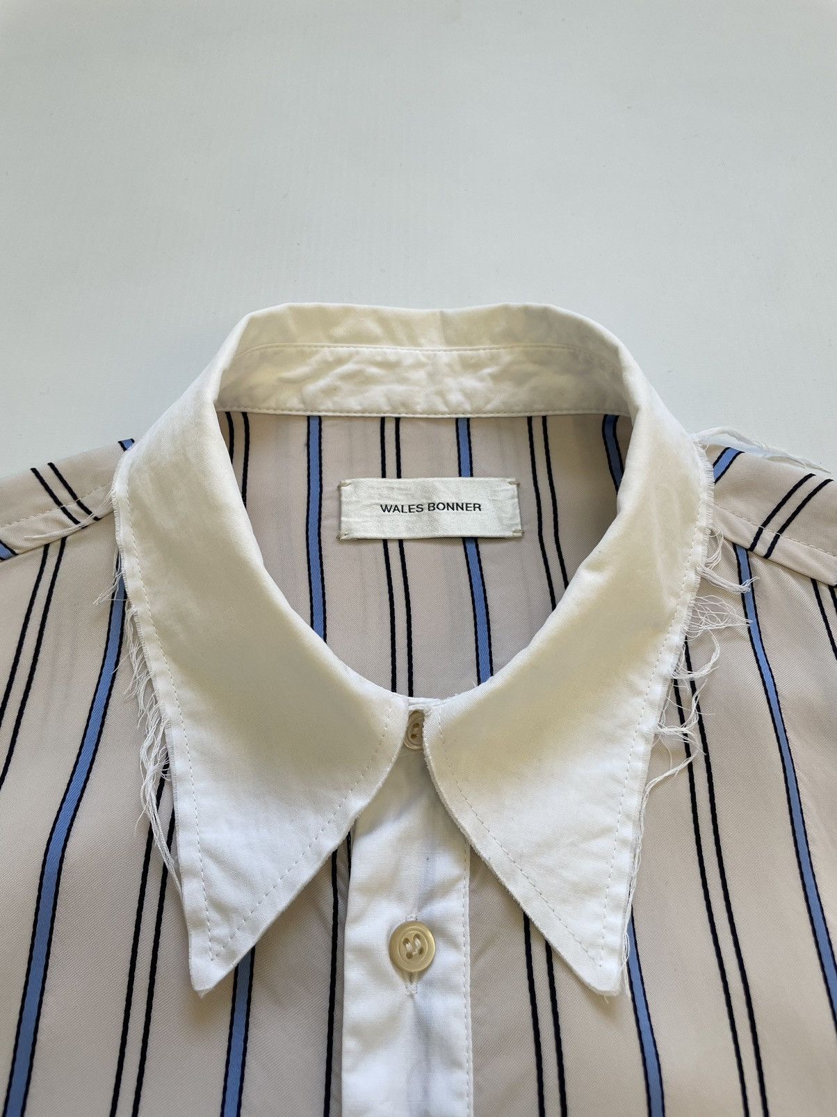 Wales Bonner A/W 20 Reworked Raw Edge Stripe Shirt Size US M / EU 48-50 / 2 - 4 Thumbnail