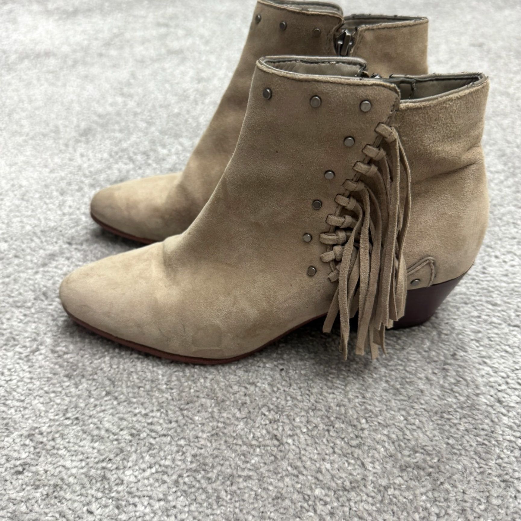 Sam Edelman VINTAGE Sam Edelman Ankle Boots Womens 6M Cowhide Fringe Studded Leather Bootie Brown Western Style Size US 6 / IT 36 - 3 Thumbnail