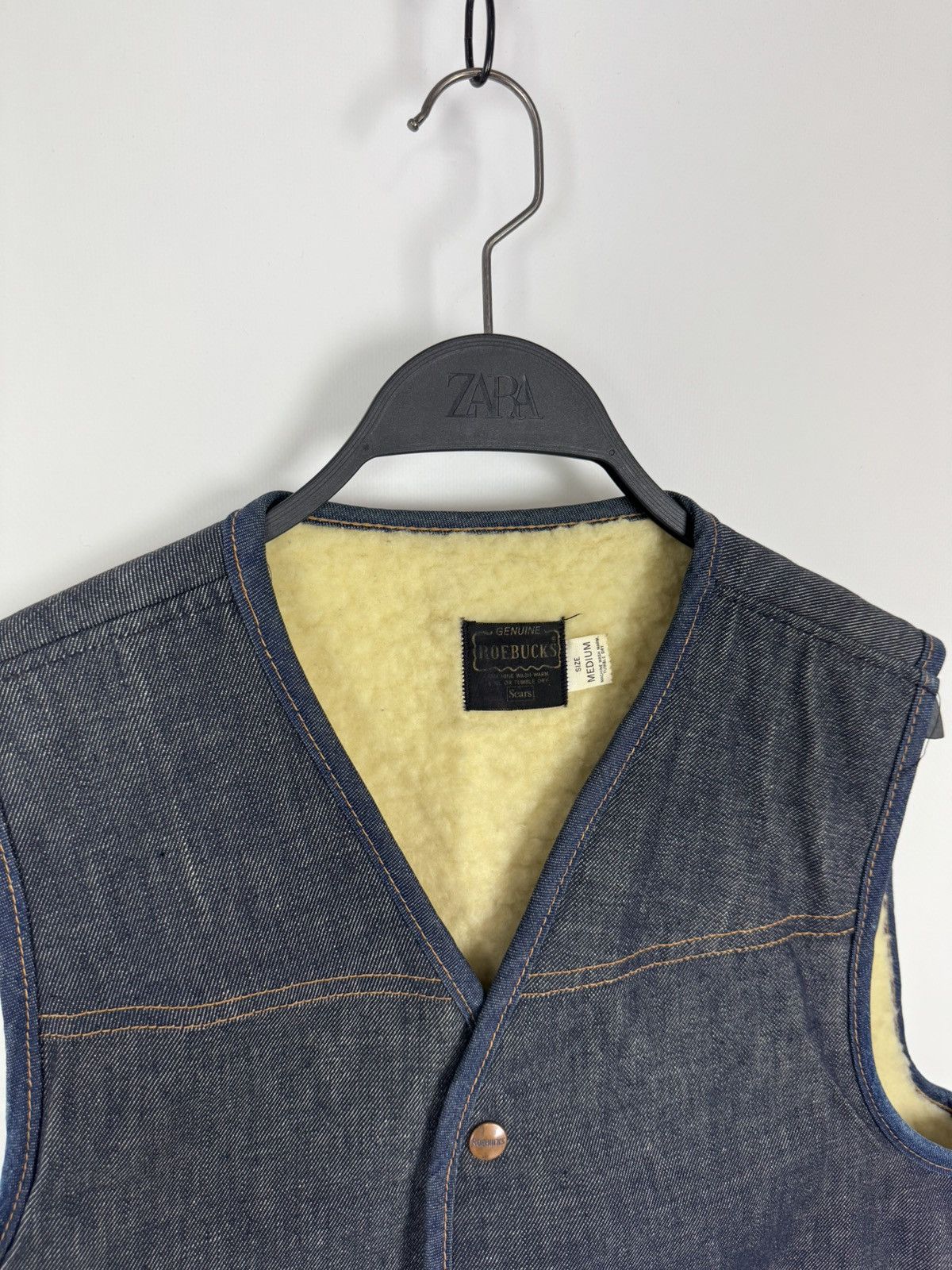Vintage 80-90’s Vintage Roebucks Sears Denim Sherpa Vest Jacket Size US M / EU 48-50 / 2 - 3 Thumbnail