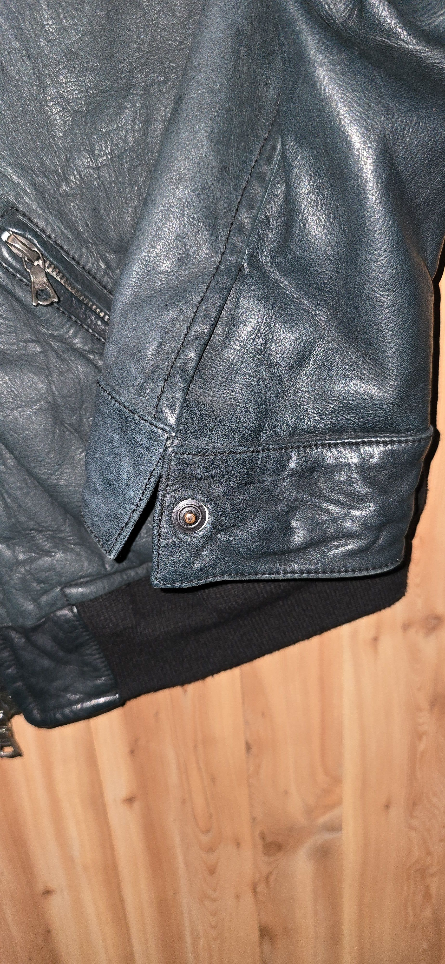 The Viridi-anne Dark Green Leather Biker Jacket Size US S / EU 44-46 / 1 - 8 Thumbnail