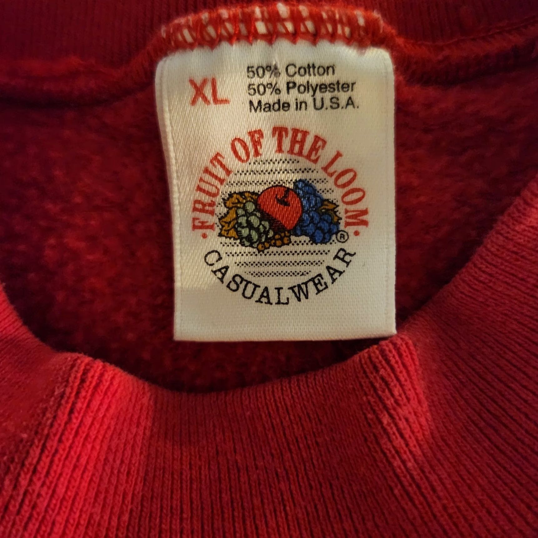 Fruit Of The Loom Vintage Fruit of the Loom Crewneck Sweatshirt Sz XL L Red Men Regular Pullover All Seasons Heavyweight USA Made 90s Retro Hipster Size US L / EU 52-54 / 3 - 7 Thumbnail