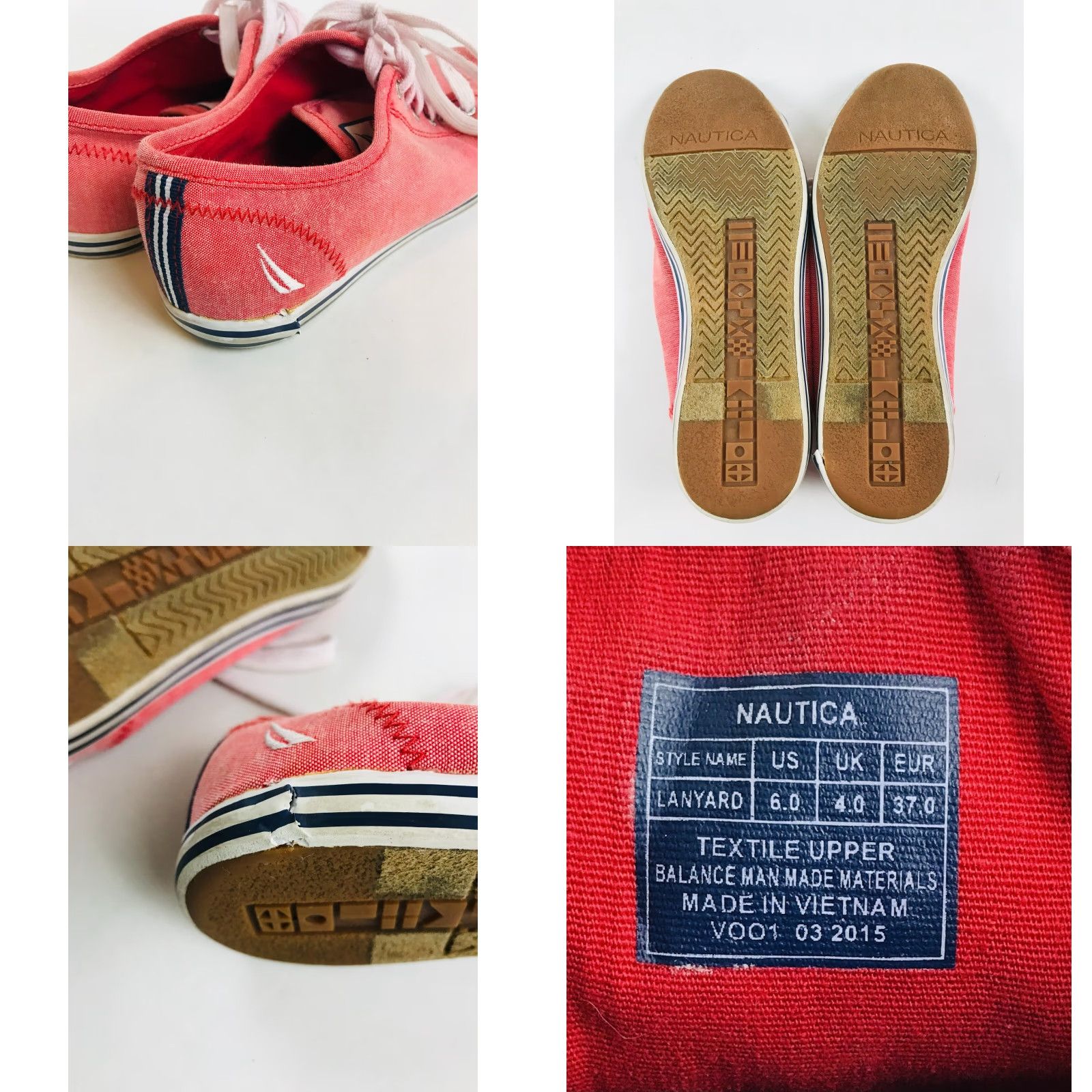 Nautica Nautica Shoes Women's Size 8 Red Lace Up Flat Canvas Sneakers Low Top Logo EMB Size M / US 6-8 / IT 42-44 - 8 Thumbnail