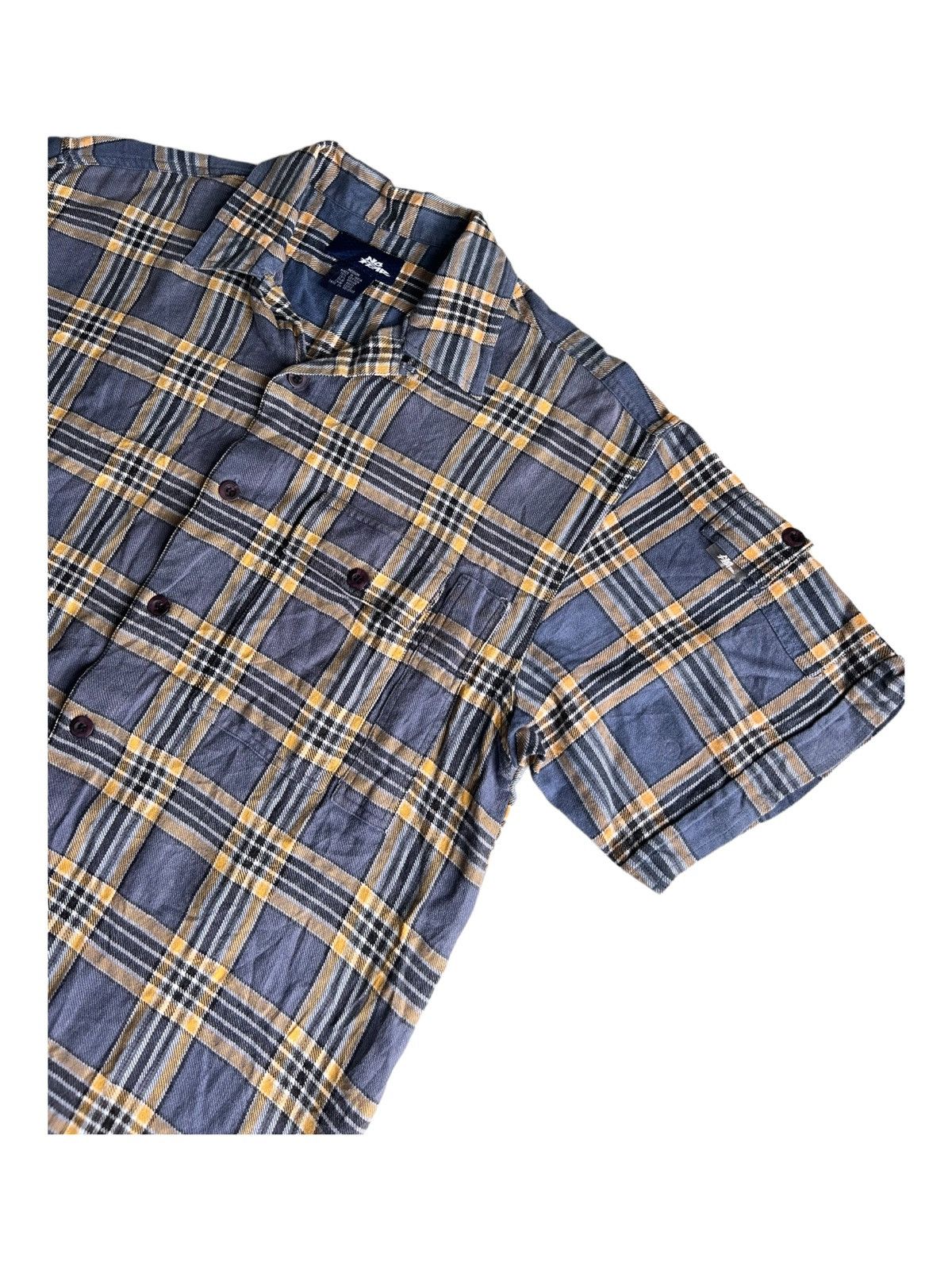 Garment Reproduction of Workers × Hook-Ups × No Fear Y2K No Fear Rayon Blend Madras Plaid Worker 🛹 Flannel Shirt Size US M / EU 48-50 / 2 - 1 Thumbnail