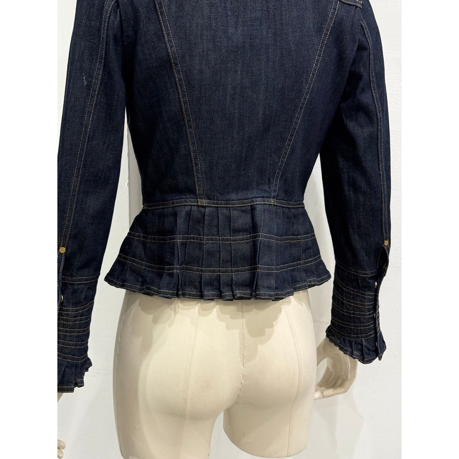 Gucci S/S2004 Gucci by Tom Ford paneled biker denim jacket Size S / US 4 / IT 40 - 8 Thumbnail
