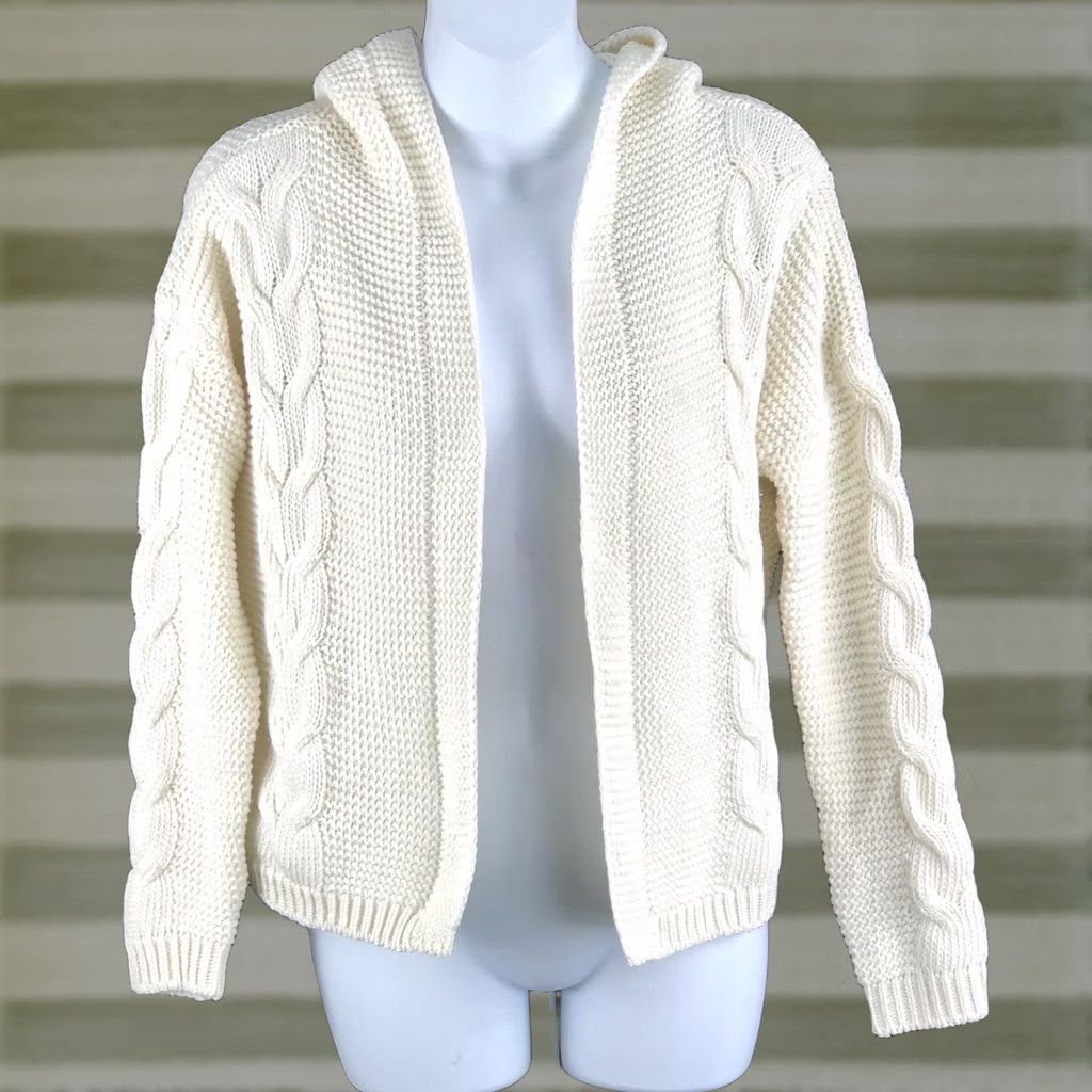 Vintage VINTAGE Handmade Crochet Hoodie Cardigan Sweater S Ivory OpenFront CottageCore Jacket Boho 90s Women Gift? Size S / US 4 / IT 40 - 1 Thumbnail