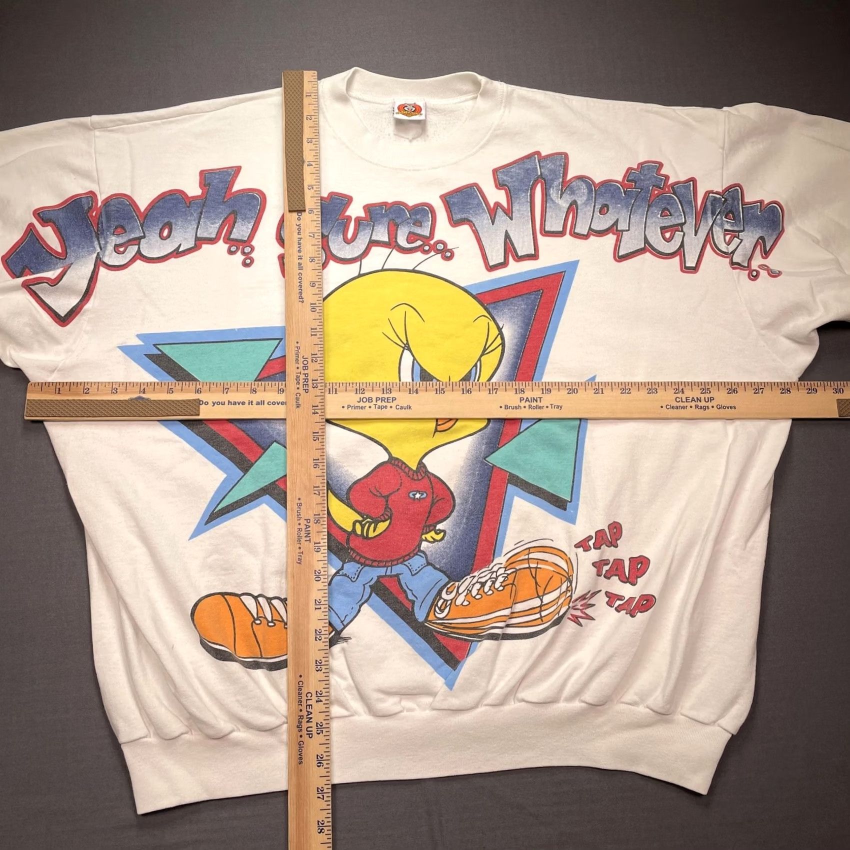 Vintage Vintage Looney Tunes Sweatshirt Mens 2XL White Tweety Yeah Sure Whatever 90s Size US XXL / EU 58 / 5 - 4 Thumbnail