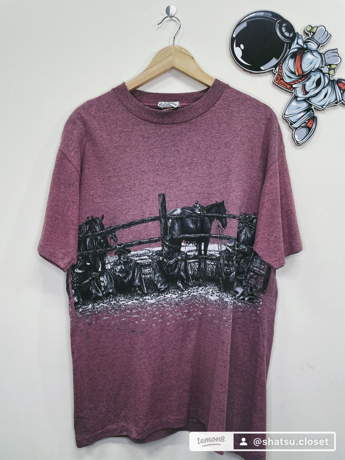 Buffalo David Bitton × Buffalo London × Vintage BUFFALO - VINTAGE COWBOY AND HORSES WRAP MACHINE Size US L / EU 52-54 / 3 - 2 Thumbnail