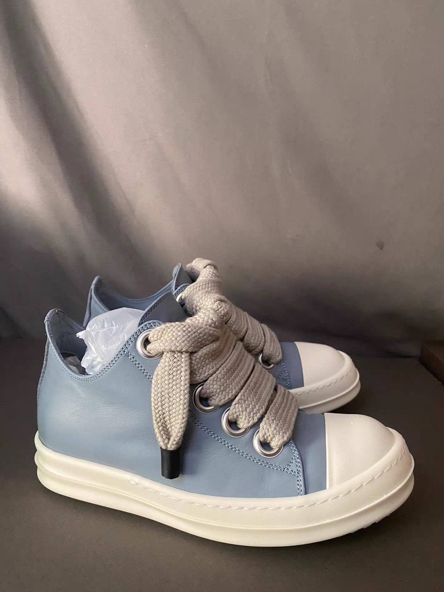 Rick Owens Rick Owens SS24 Thick Laces Haze Blue Low Top Sneakers Size US 7 / IT 37 - 2 Thumbnail