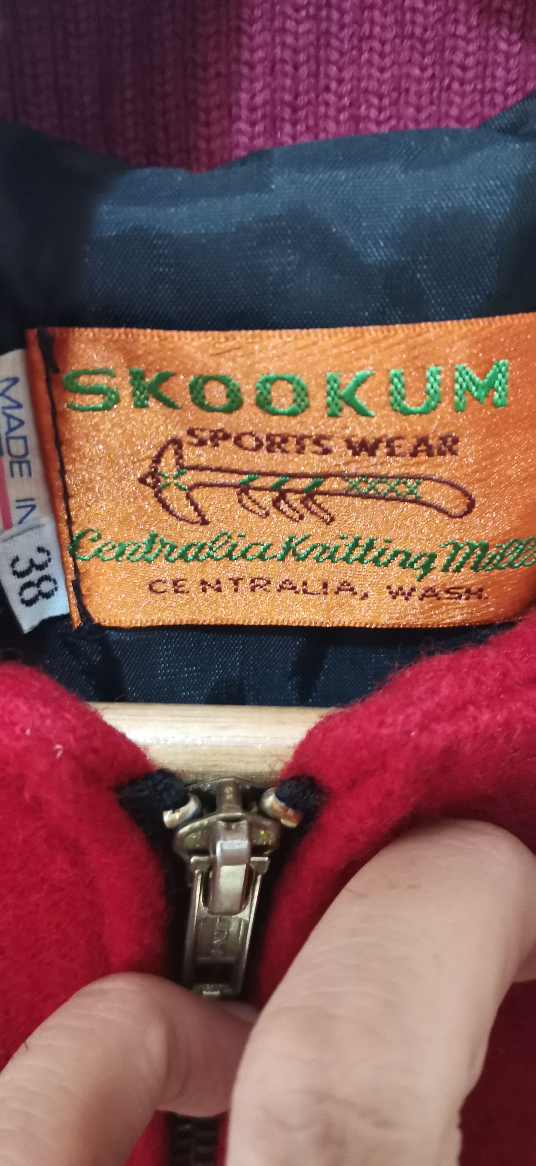 Skookum Vintage SKOOKUM Varsity Jacket–Red & Black Leather Sleeves Size US M / EU 48-50 / 2 - 4 Thumbnail
