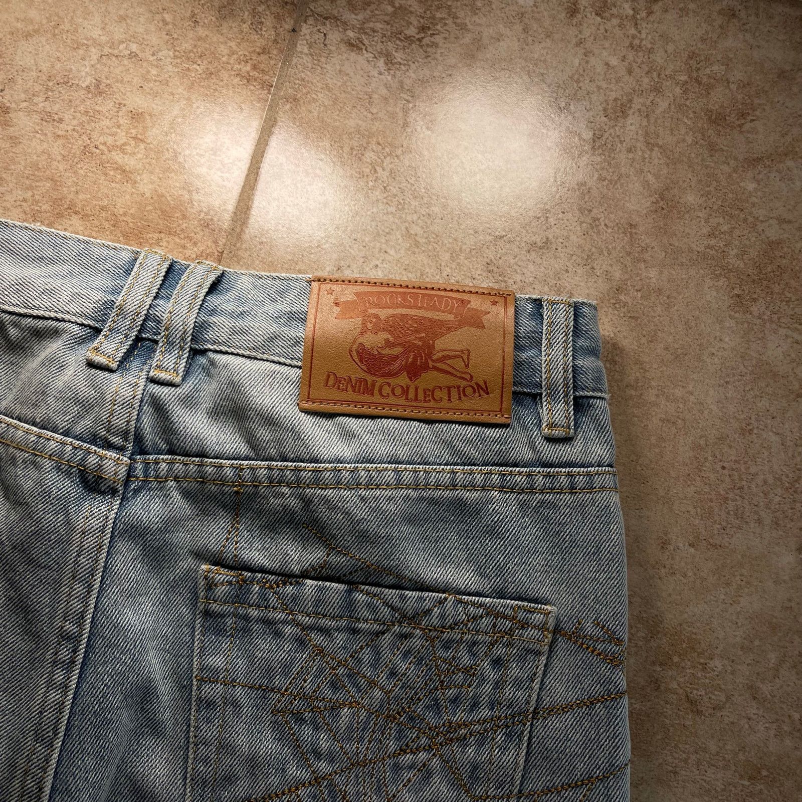 Hysteric Glamour Spider Web Embroidered Blue Wide-Leg Baggy Denim Jeans Size US 29 - 11 Thumbnail