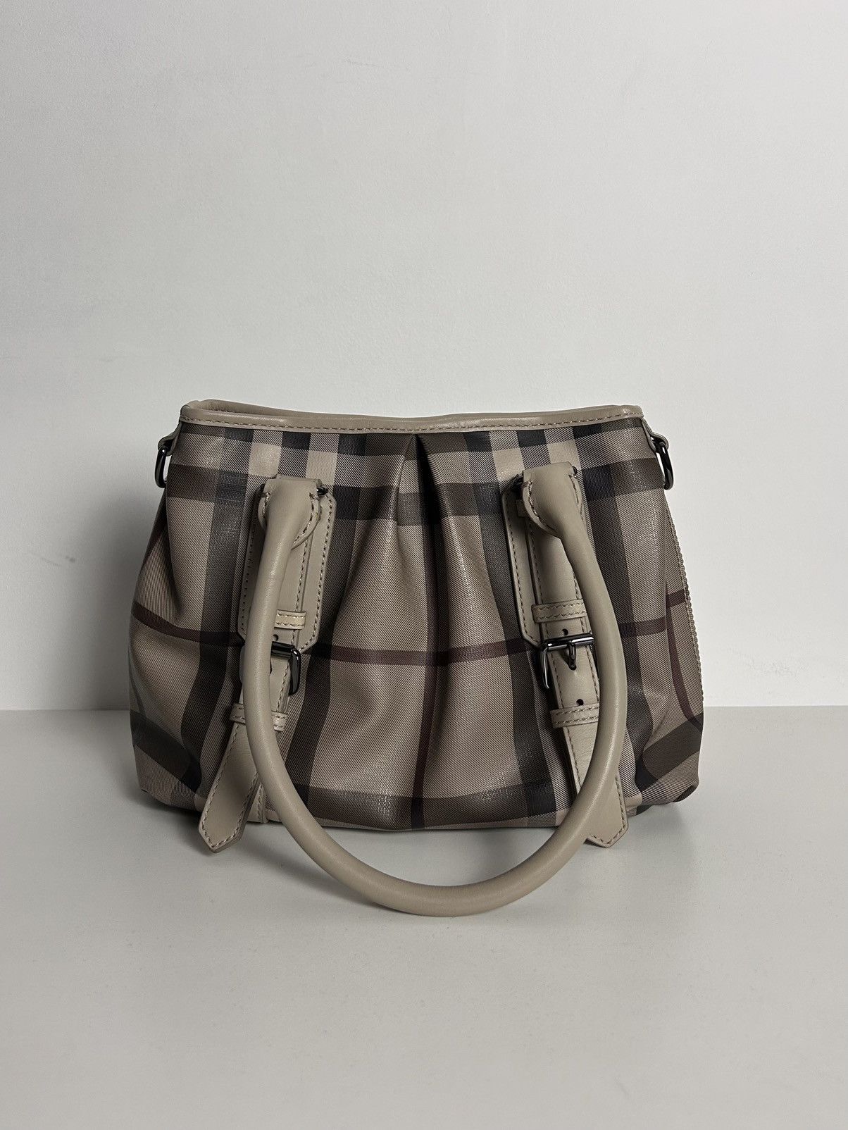 Burberry Burberry beige smoke check leather handbag Size ONE SIZE - 4 Thumbnail