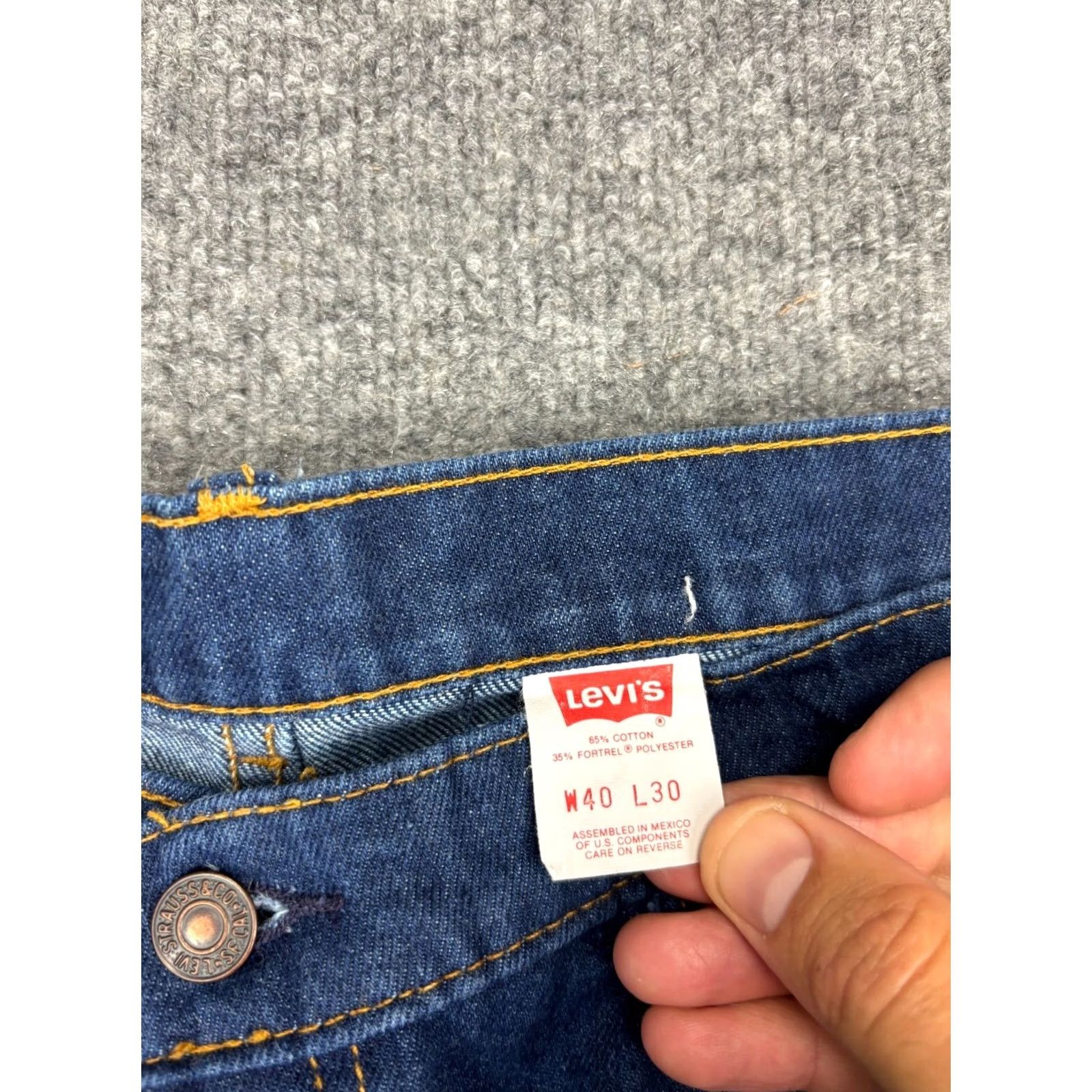 Levi's VINTAGE Levi's 841 Orange Tab Jeans Men W40 x L30 Dark Blue 70s Work Pant Jeans Regular Bootcut USA 80s Hippie Pockets Mens Size US 40 / EU 56 - 3 Thumbnail
