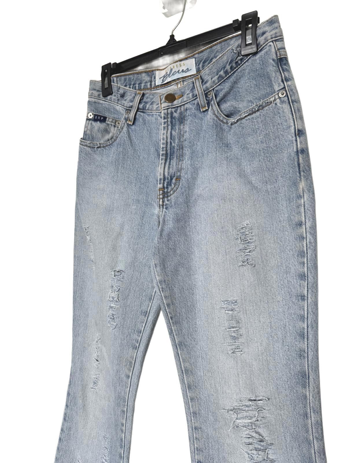 Express Vintage 90s Distressed Express Flared Jeans Size 28" / US 6 / IT 42 - 2 Thumbnail