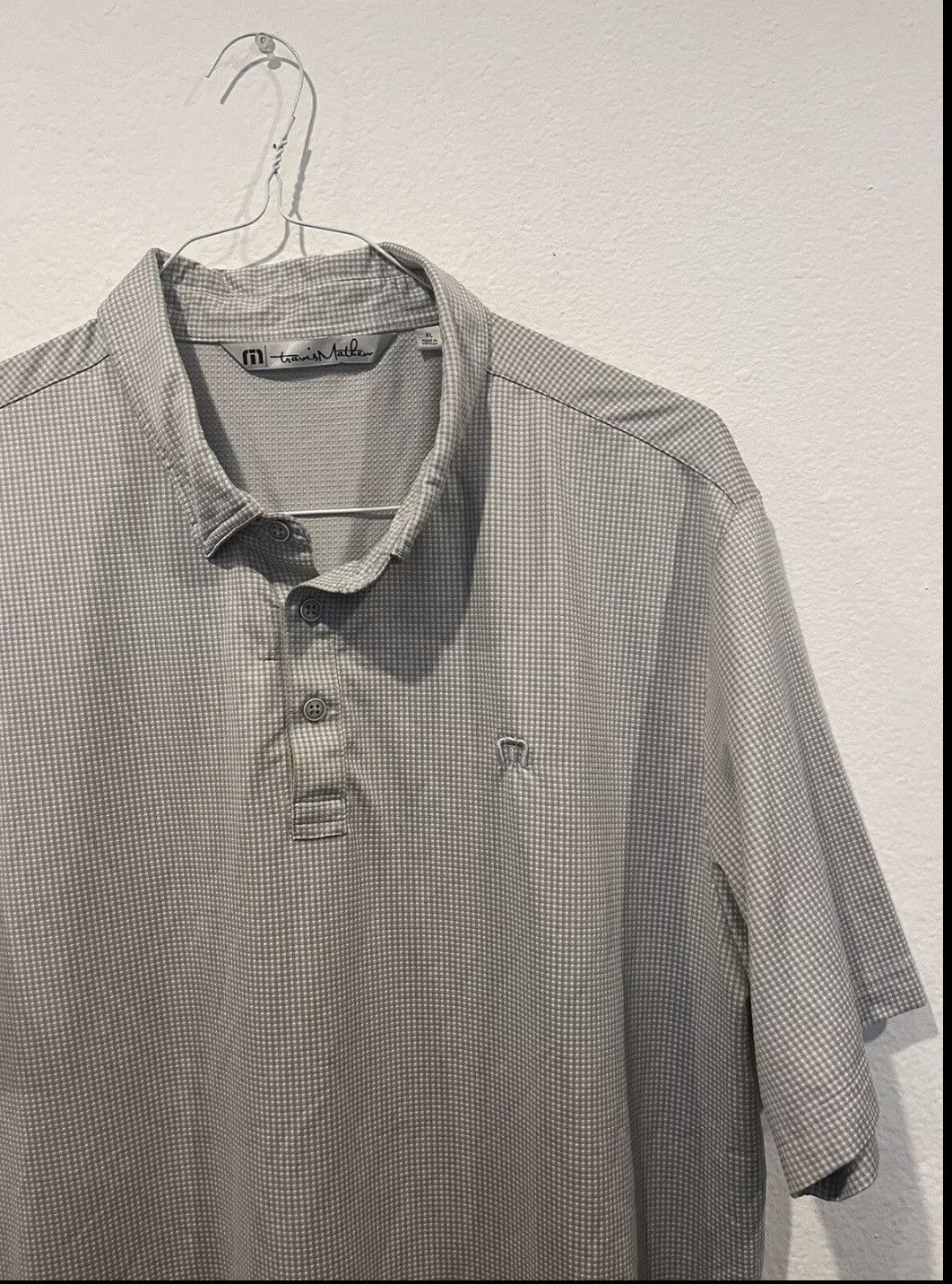 TravisMathew Travis Mathew Polo Shirt Men's XL White Gray Check Size US XL / EU 56 / 4 - 3 Thumbnail