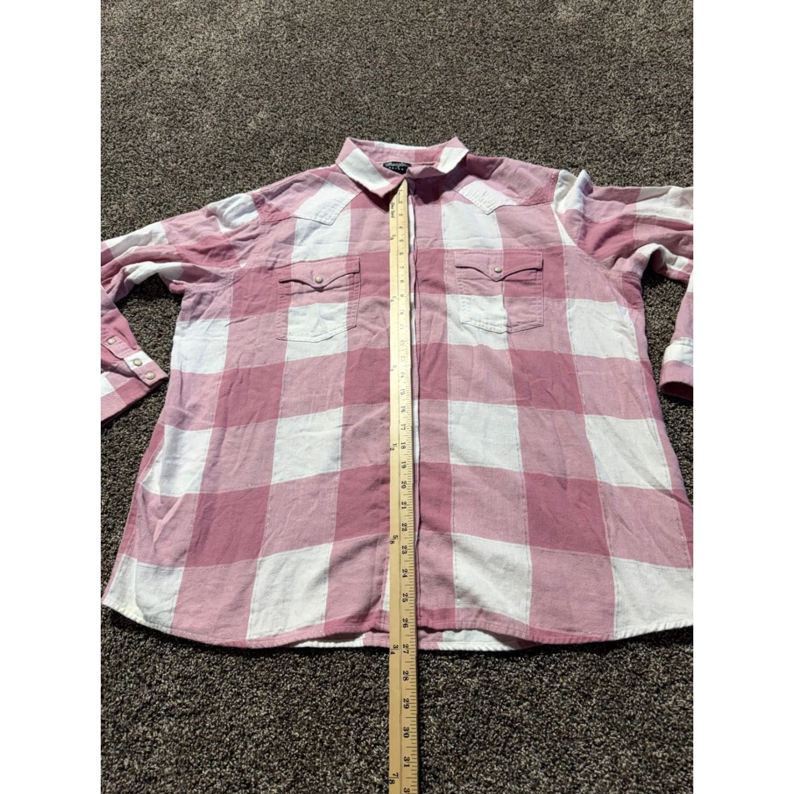 Wrangler Wrangler Retro Women's Shirt 2XL Pink Plaid Distress Sparkle Snap Button-Up Casual Western Vintage: No Size XXL / US 16-18 / IT 52-54 - 3 Thumbnail