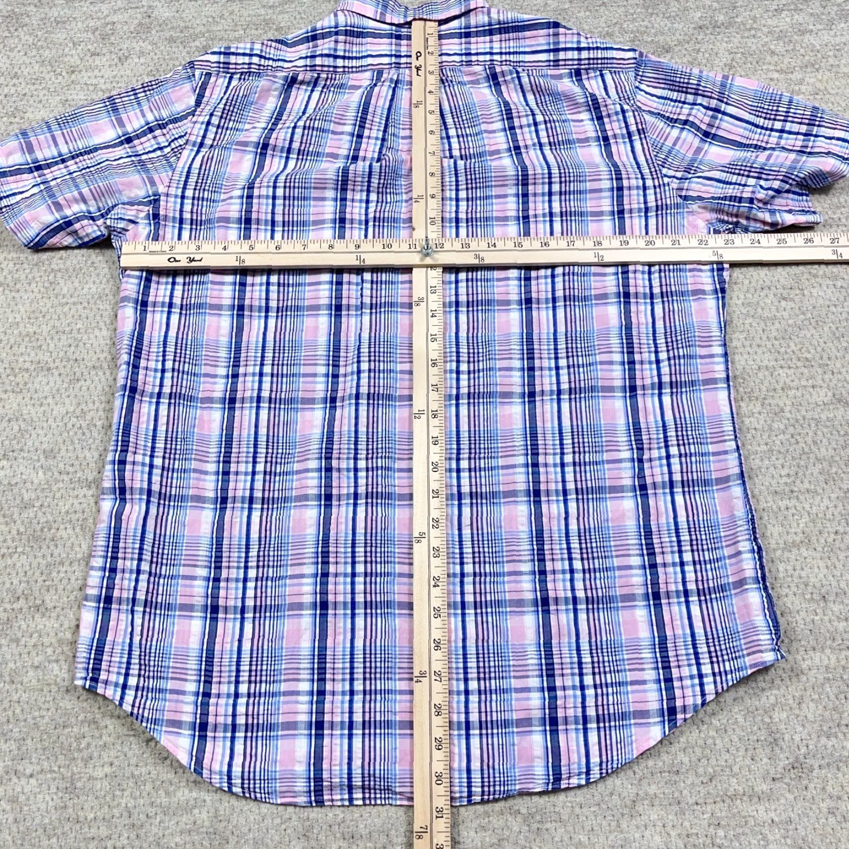 Ralph Lauren Ralph Lauren Shirt Men L Pink Blue Button-Up Seersucker Plaid Camp Cardigan? Size US L / EU 52-54 / 3 - 6 Thumbnail