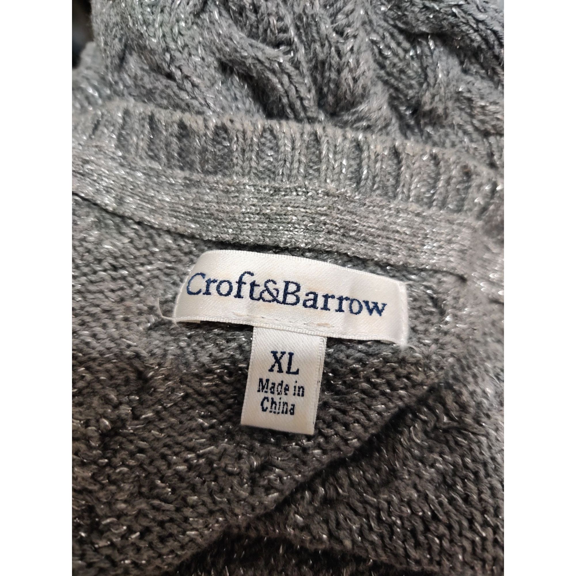 Croft & Barrow Croft & Barrow XL Womens Gray Sweater Metallic Knit Textured Size XL / US 12-14 / IT 48-50 - 7 Thumbnail