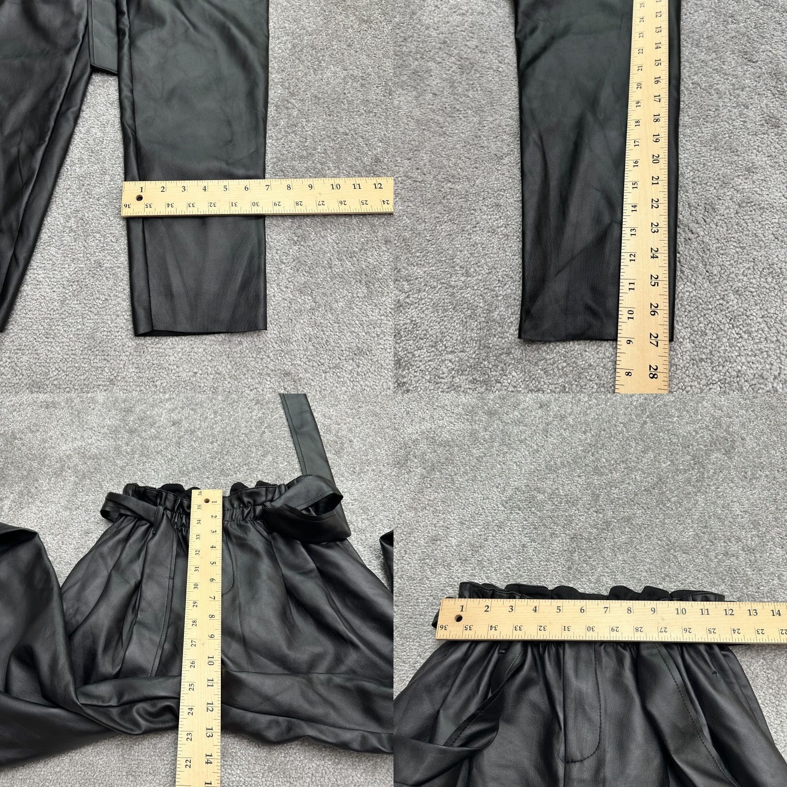 AQUA Aqua Luxe By Bloomingdale's Leather Paperbag Pants Womens Small Black Belt 24x27 Size 28" / US 6 / IT 42 - 8 Thumbnail